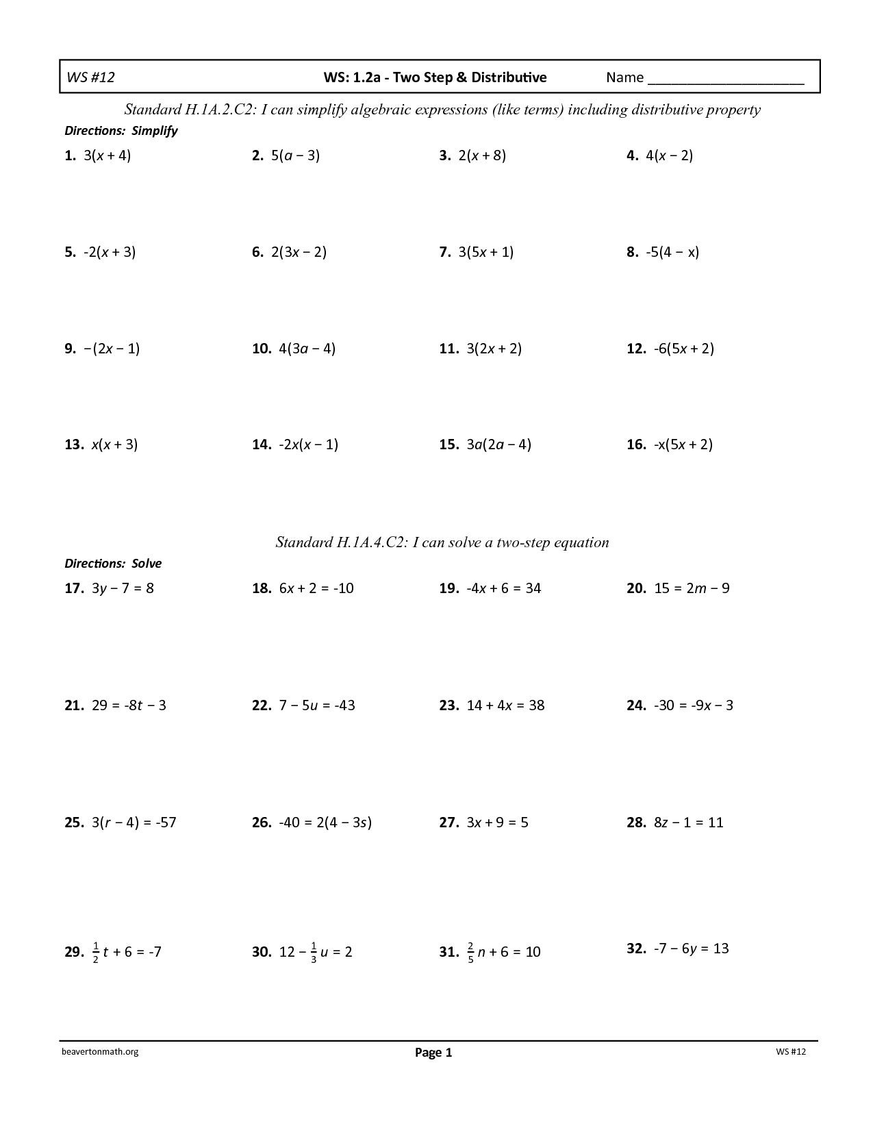 2 Step Equations Worksheet 2 Step Equations Questions and Answers Tessshebaylo