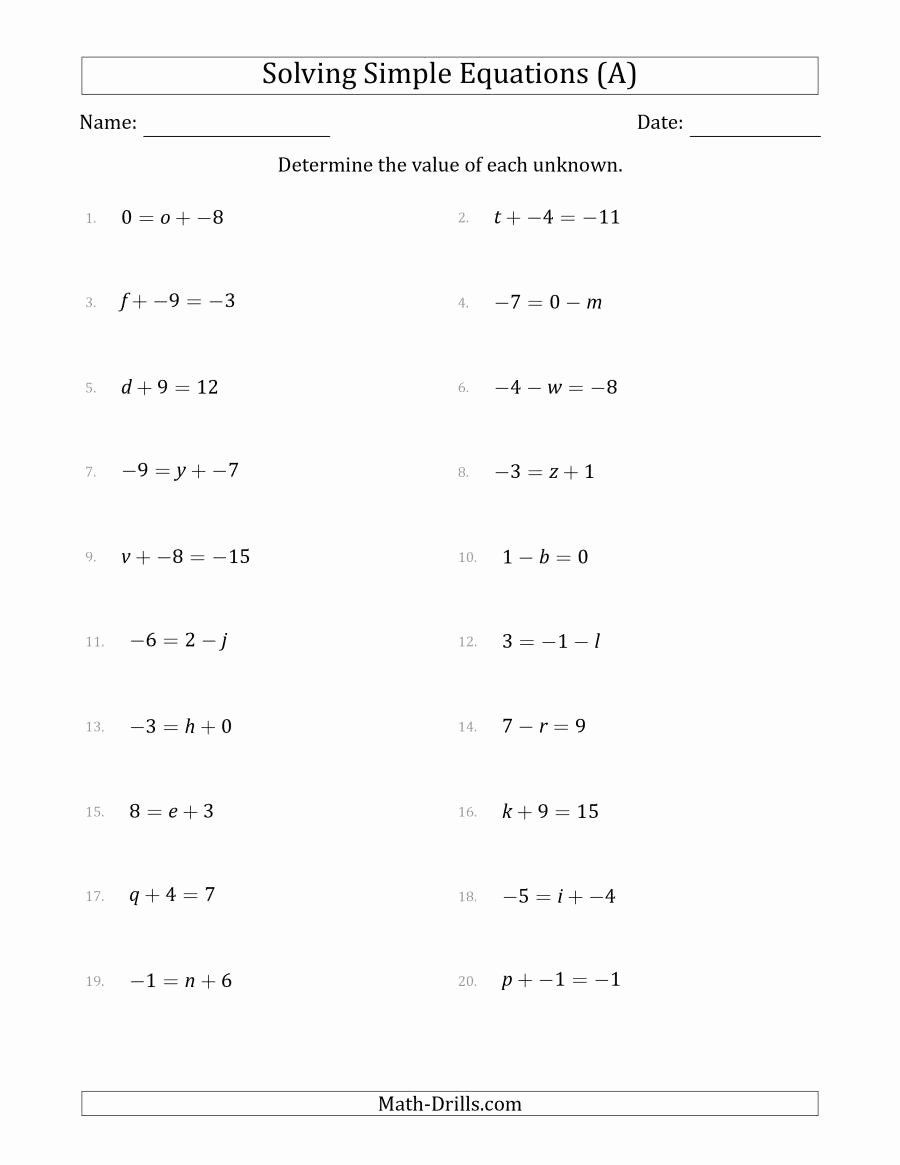 2 Step Equations Worksheet Two Step Equations Worksheet Beautiful solving Simple Linear