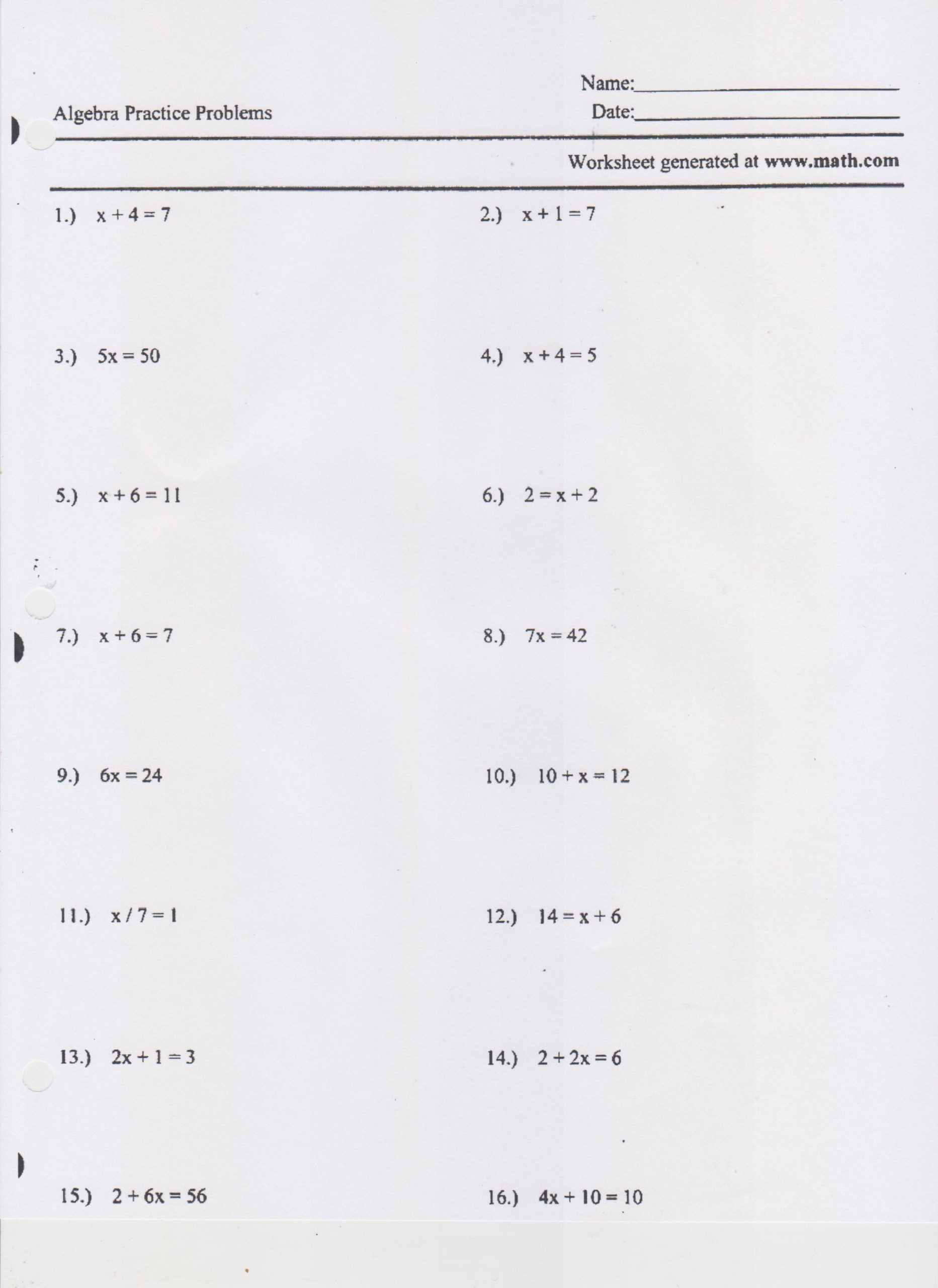 2 Step Equations Worksheet Writing and solving E Step Equations Worksheet Math