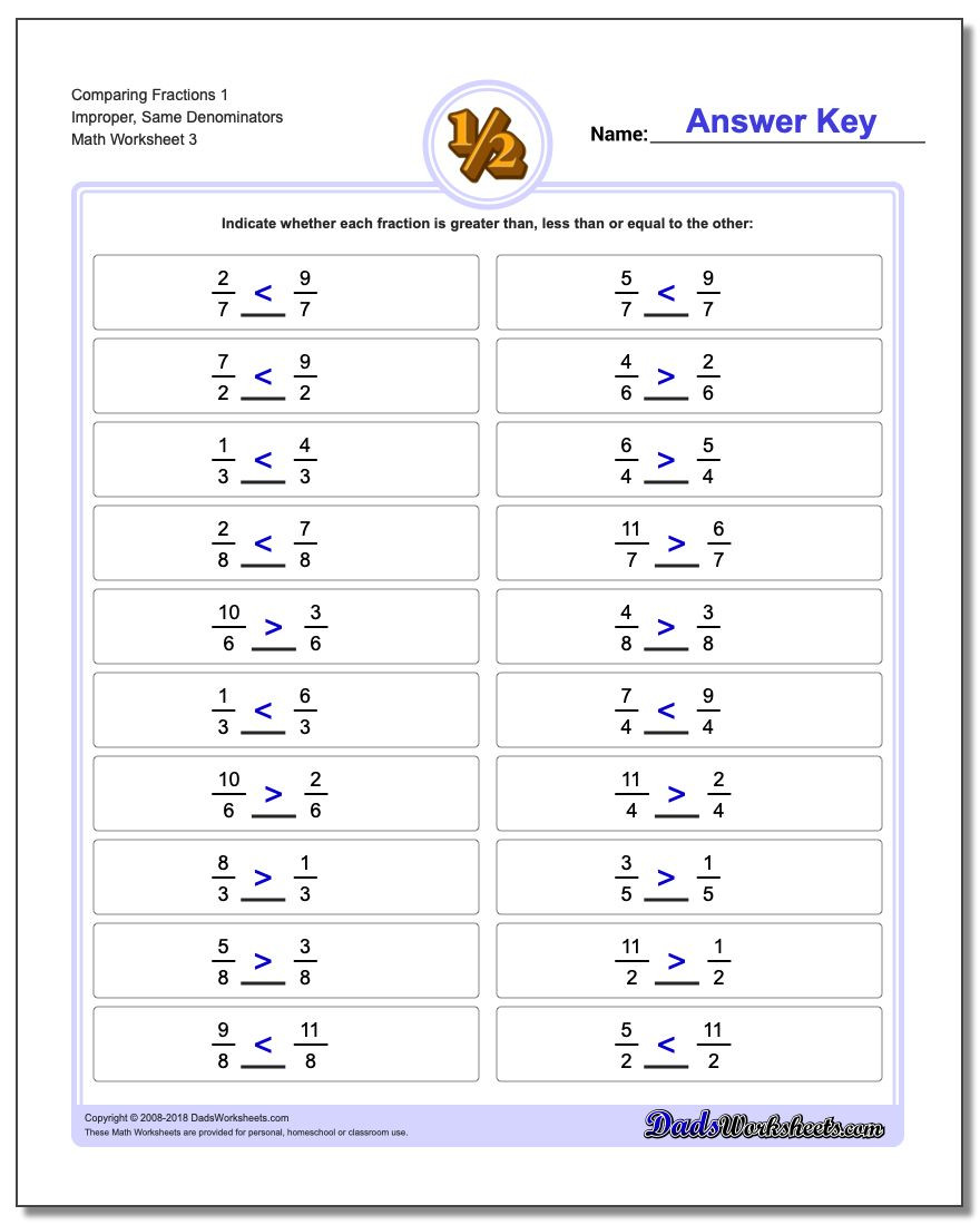 2nd Grade Fractions Worksheet Improper Fractions