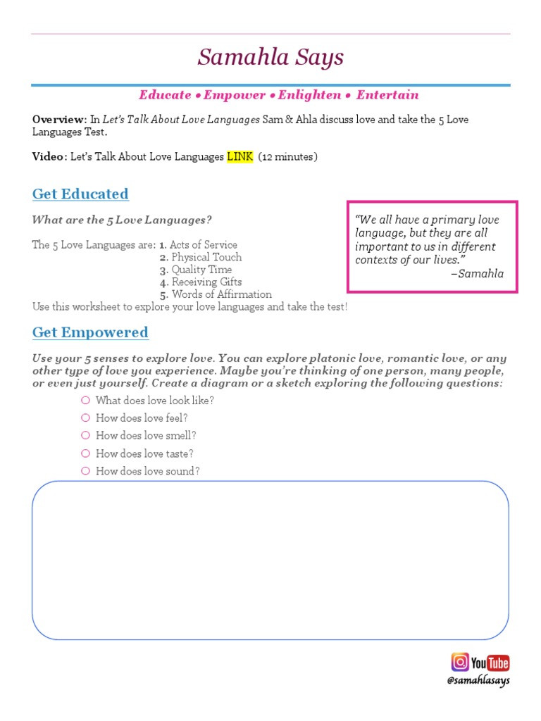 5 Love Languages Worksheet 5 Love Languages Worksheet Promotiontablecovers