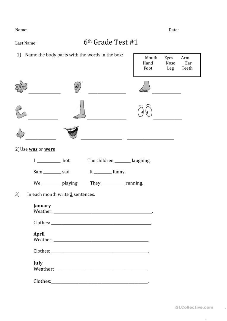 6th Grade Spelling Worksheet 6th Grade Test English Esl Worksheets for Distance