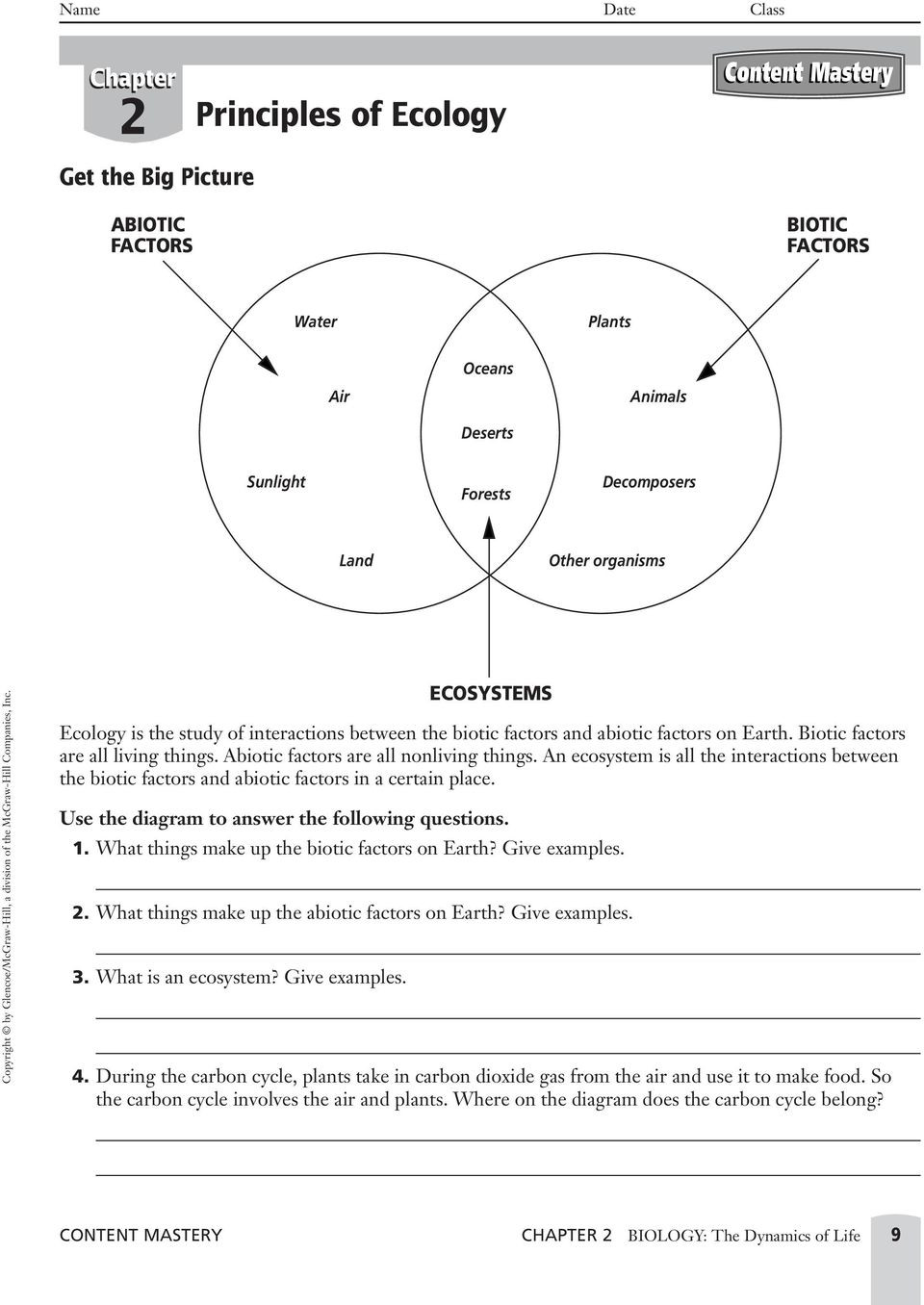 Abiotic and Biotic Factors Worksheet Principles Of Ecology Pdf Free Download