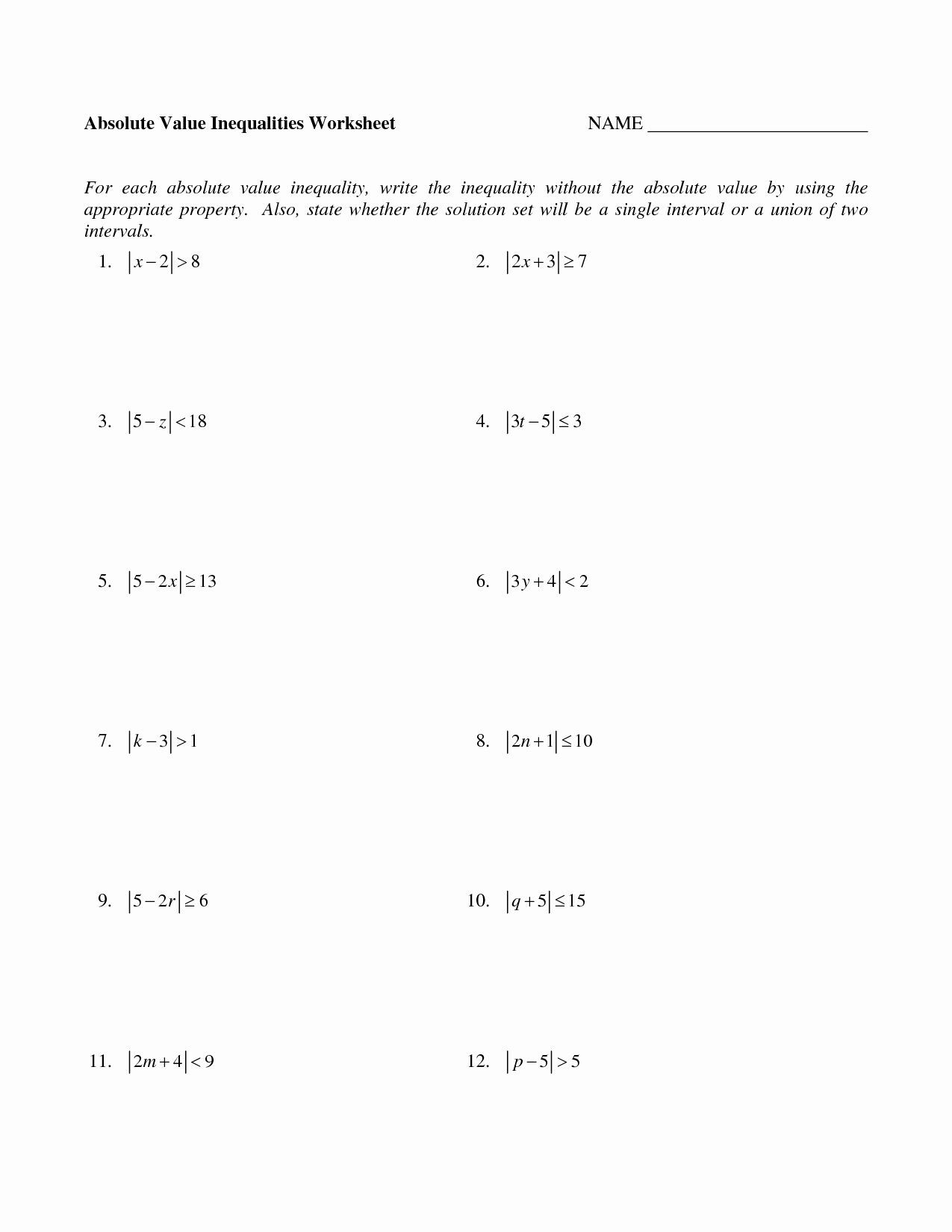 Absolute Value Equations Worksheet Graphing Absolute Value Equations Worksheet Luxury 15 Best