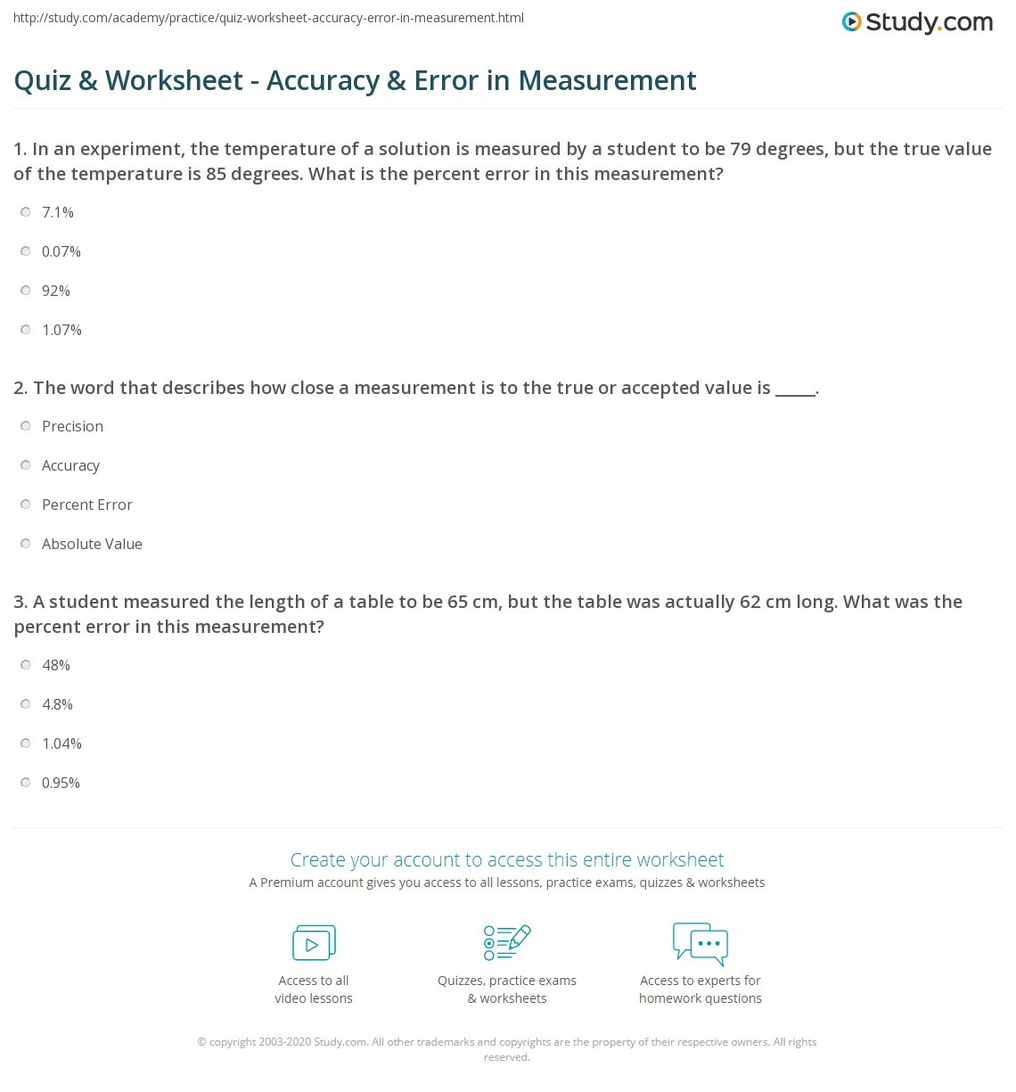 Accuracy and Precision Worksheet Answers Accuracy and Precision Worksheet