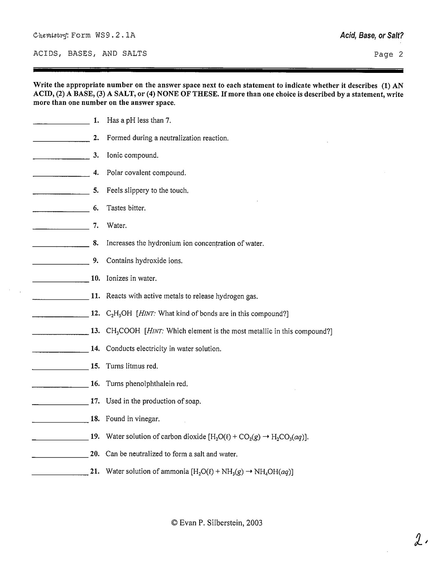 Acid and Base Worksheet Acid and Base Worksheet Booklet