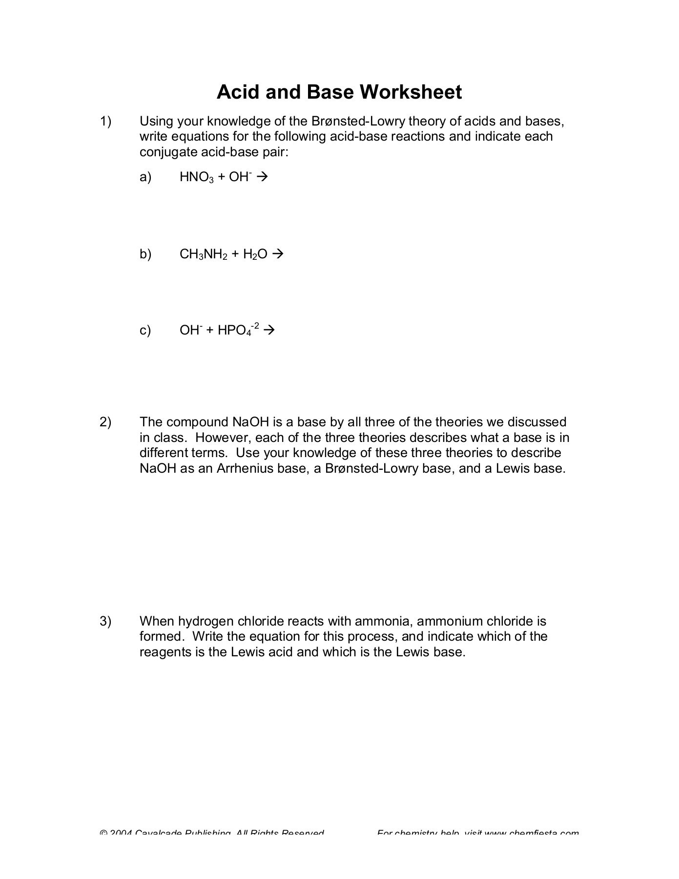 Acids and Bases Worksheet Acid and Base Worksheet Edmond Public Schools Pages 1 4