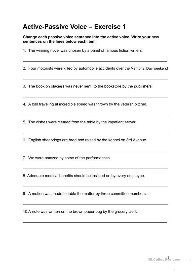 Active Passive Voice Worksheet Active to Passive Voice English Esl Worksheets for