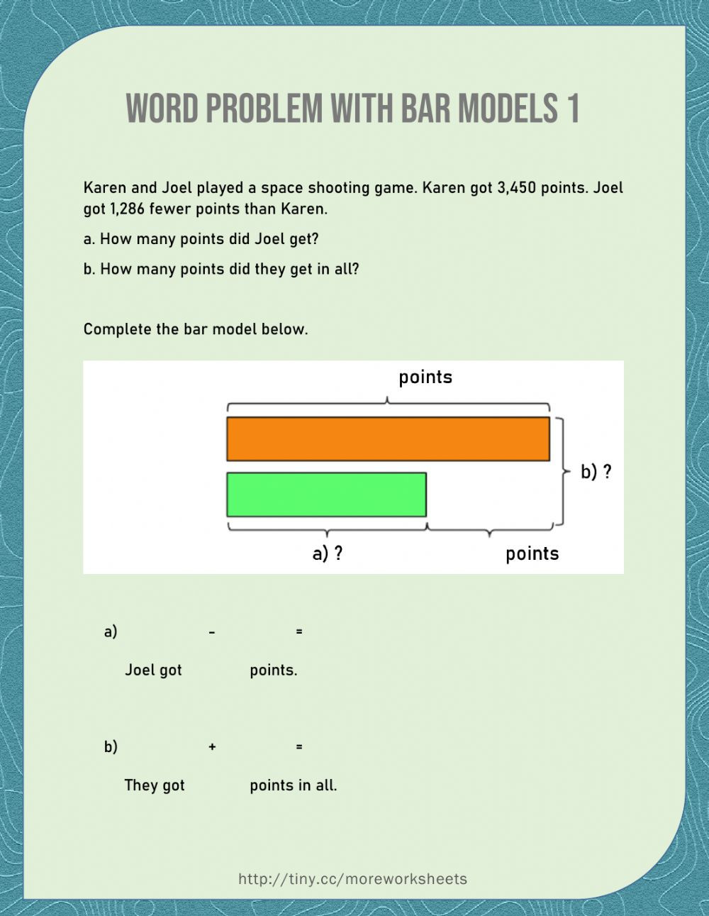 Age Word Problems Worksheet Word Problem with Bar Models 1 Interactive Worksheet