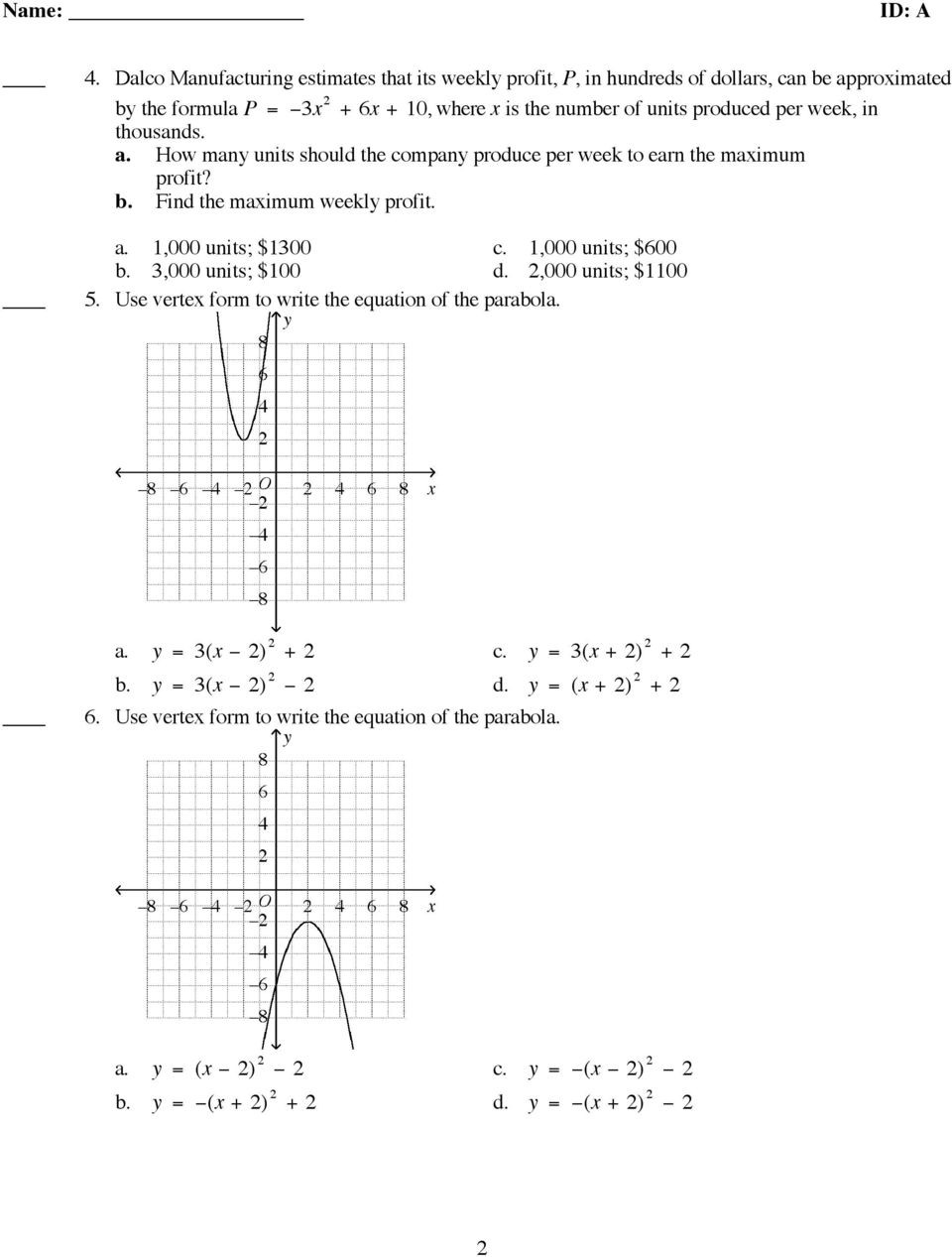 Algebra 2 Review Worksheet Algebra 2 Chapter 5 Practice Test Review Pdf Free Download