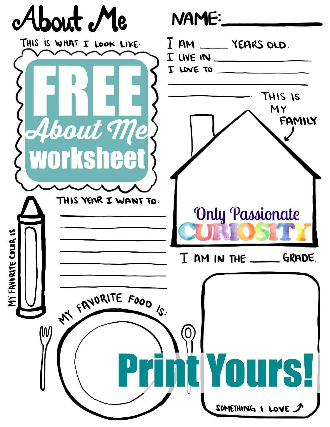 All About Me Printable Worksheet All About Me Back to School Printable Ly Passionate