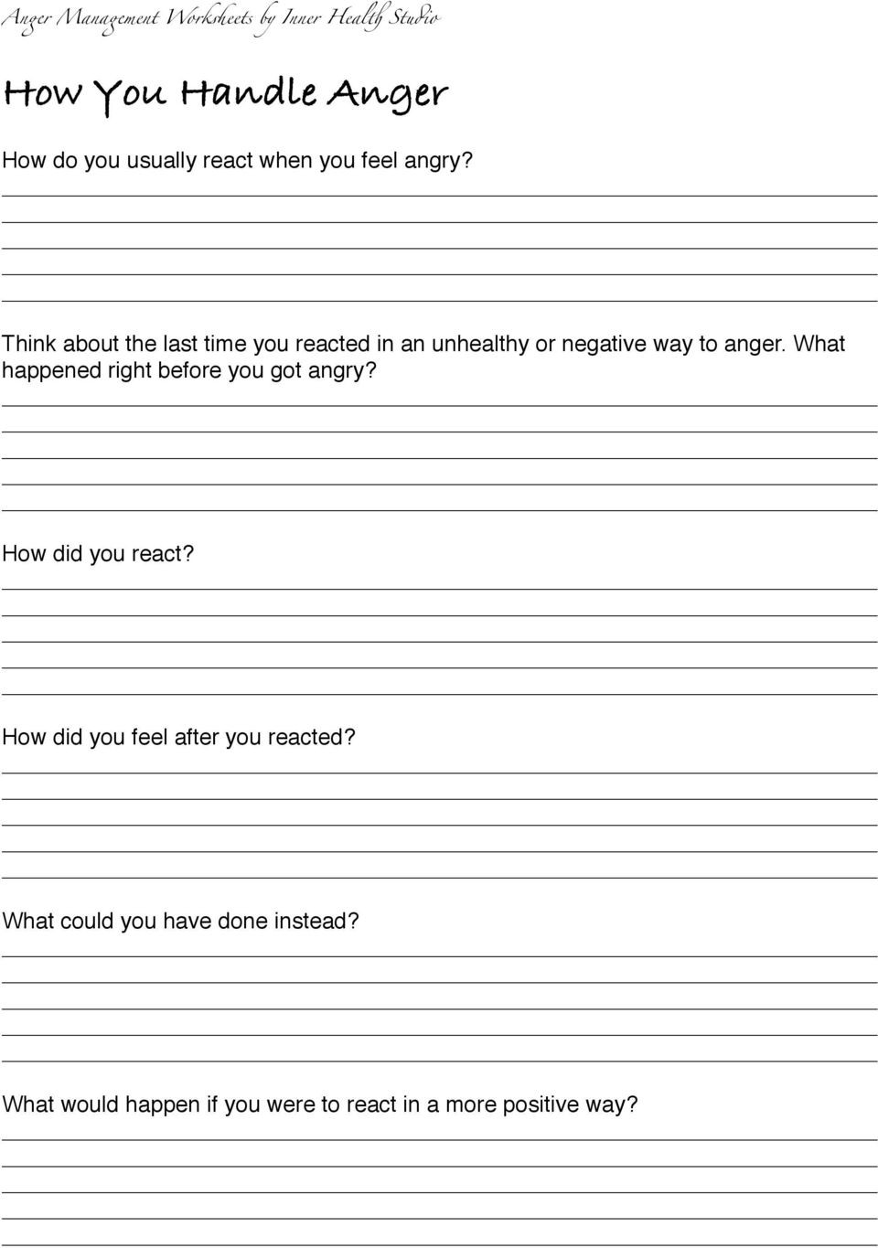 Anger Management Worksheet for Teens these Anger Management Worksheets Will Help You to Identify