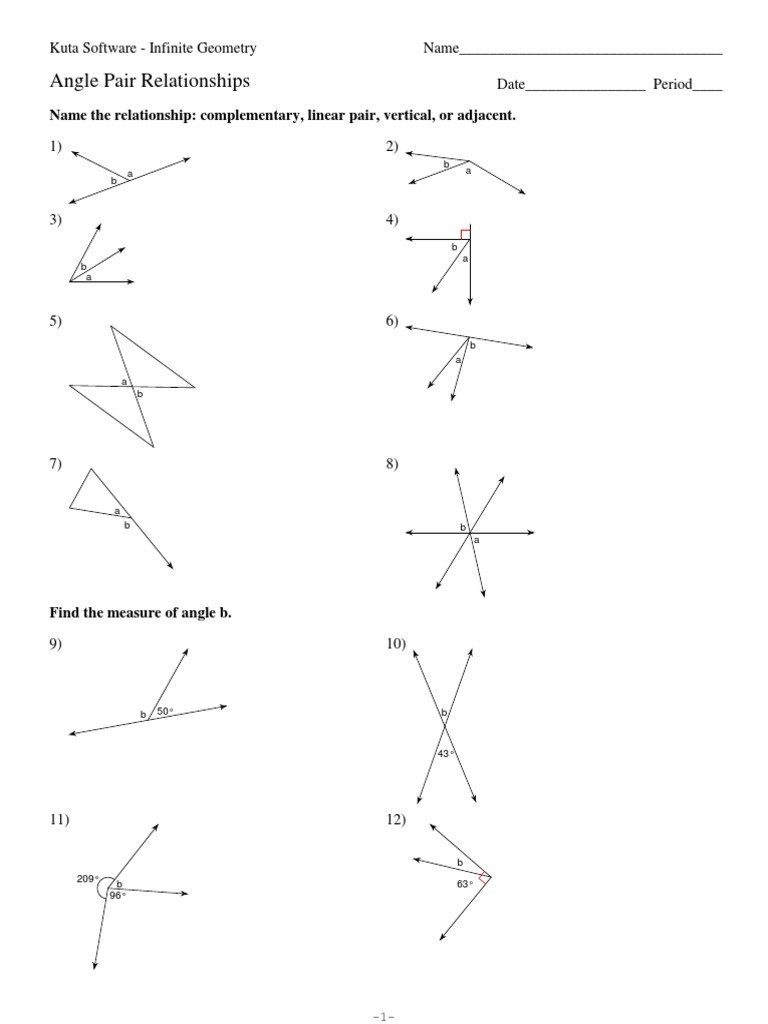 Angle Pair Relationships Worksheet 2 Angle Pair Relationships