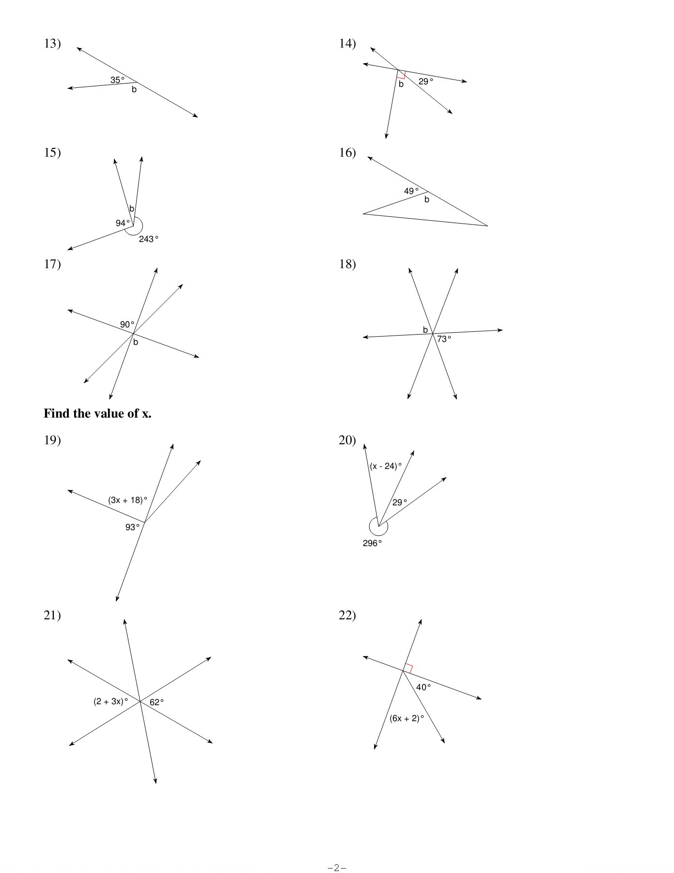 Angle Pair Relationships Worksheet Angle Relationships Kuta software Llc Pages 1 4 Text