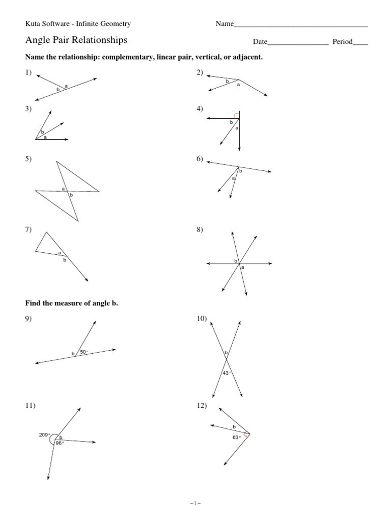 Angle Pair Relationships Worksheet Hw 7 Angle Pairs Angle