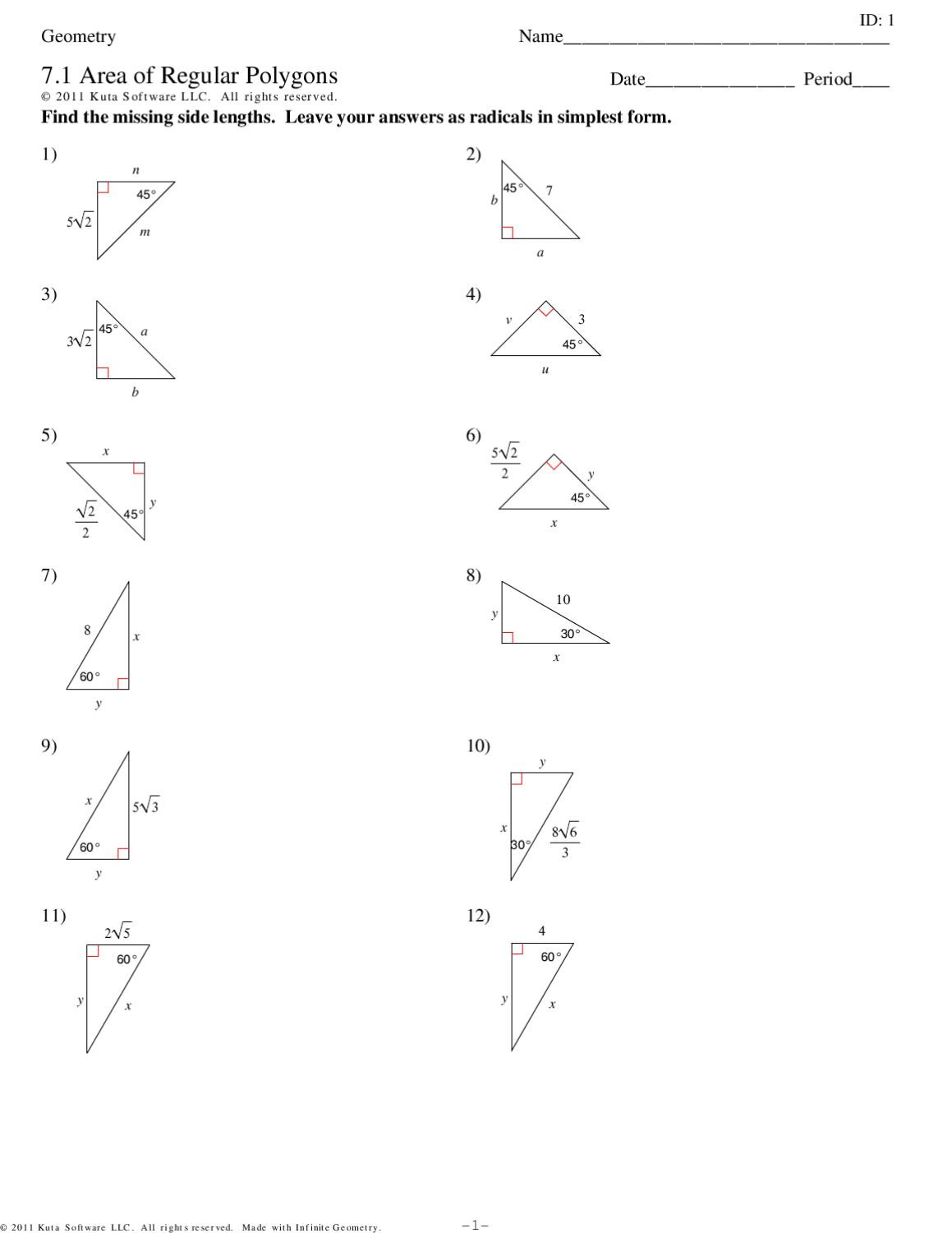 Area Of Regular Polygons Worksheet 7 1 Regular Polygon area by Loftin Gerberding issuu