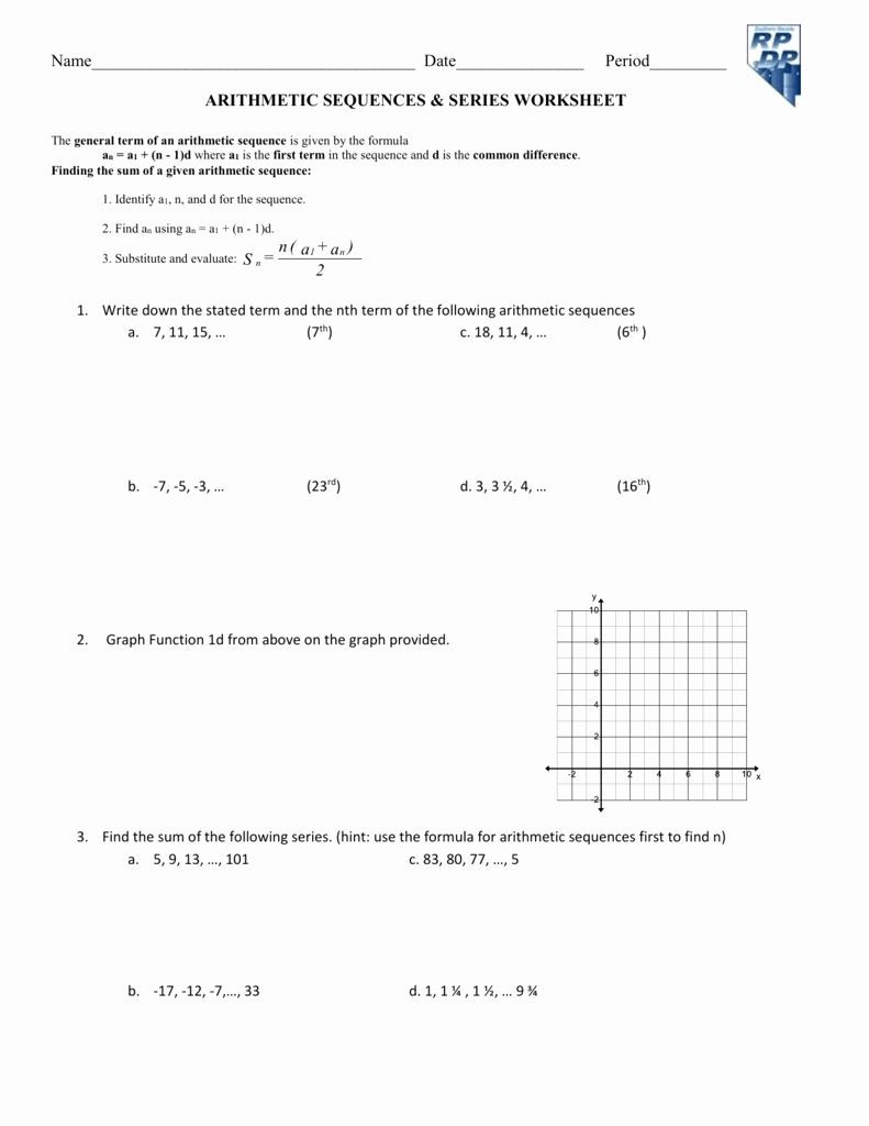 Arithmetic and Geometric Sequences Worksheet 50 Arithmetic and Geometric Sequences Worksheet In 2020