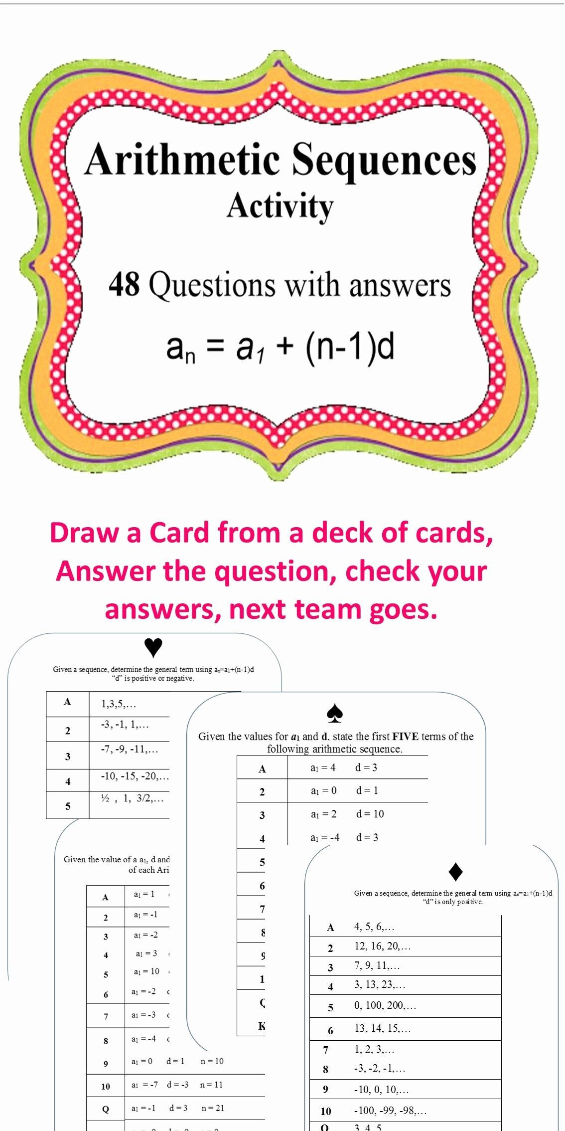 Arithmetic Sequence Worksheet Answers 50 Arithmetic Sequence Worksheet Answers In 2020