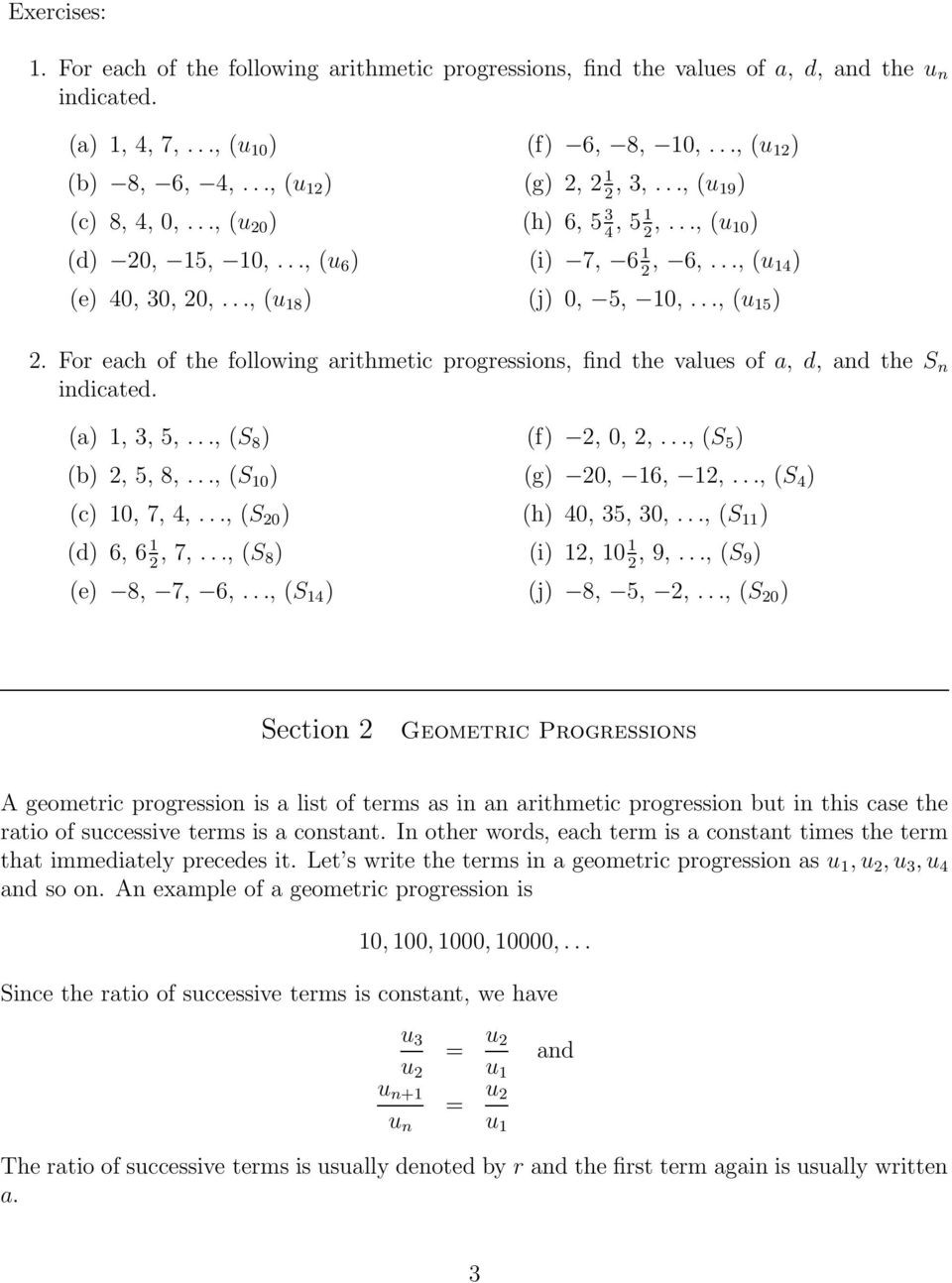 Arithmetic Sequence Worksheet Answers Arithmetic Progression Pdf Free Download