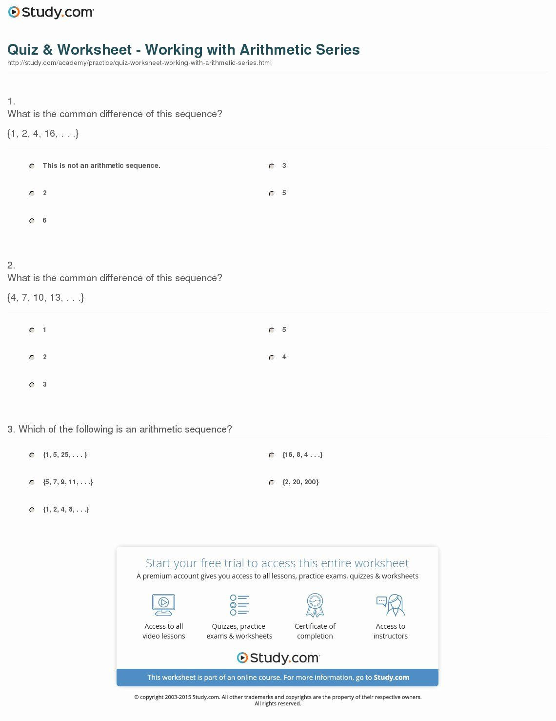 Arithmetic Sequence Worksheet Answers Arithmetic Sequence Worksheet Answers Best Dentrodabiblia
