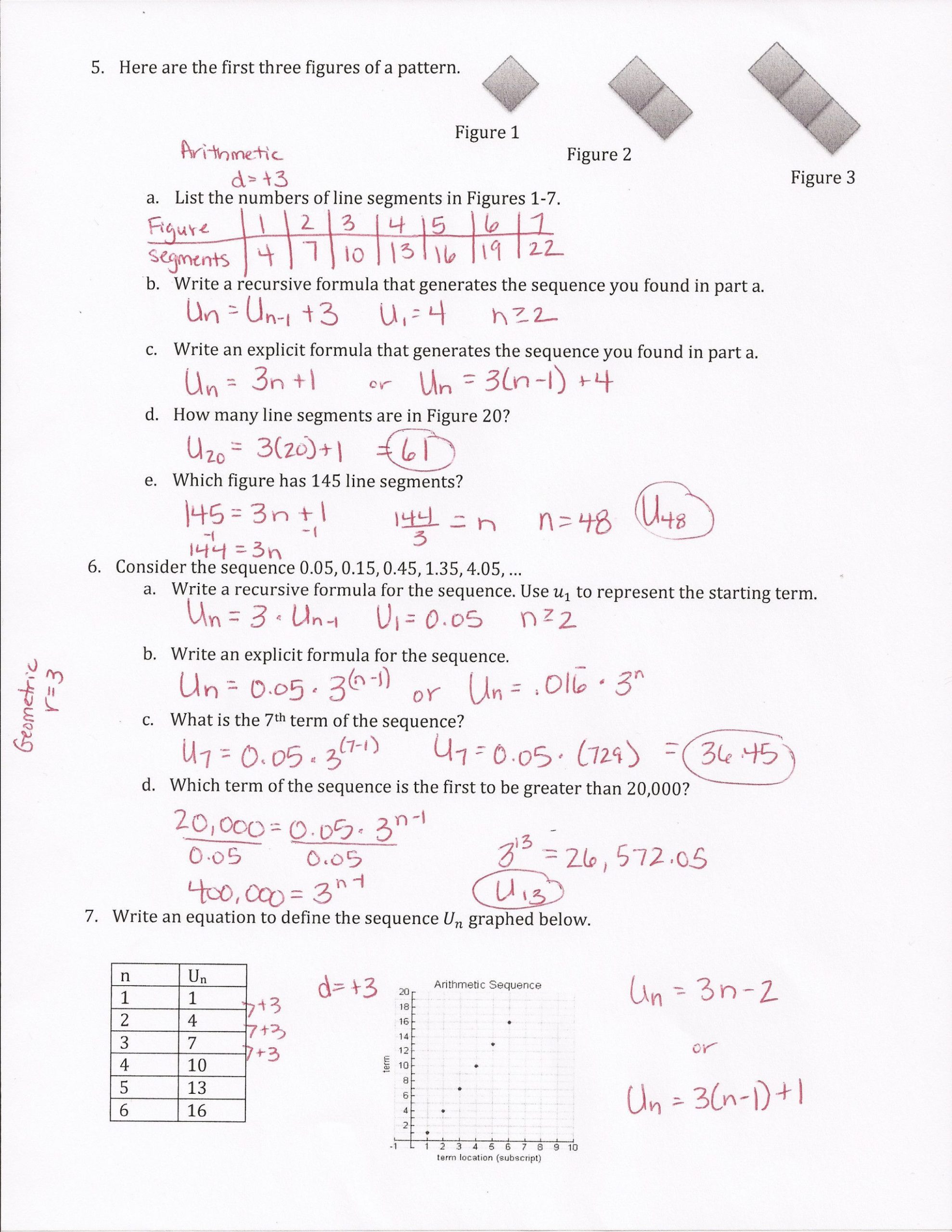 Arithmetic Sequences and Series Worksheet Sequence Series Worksheets