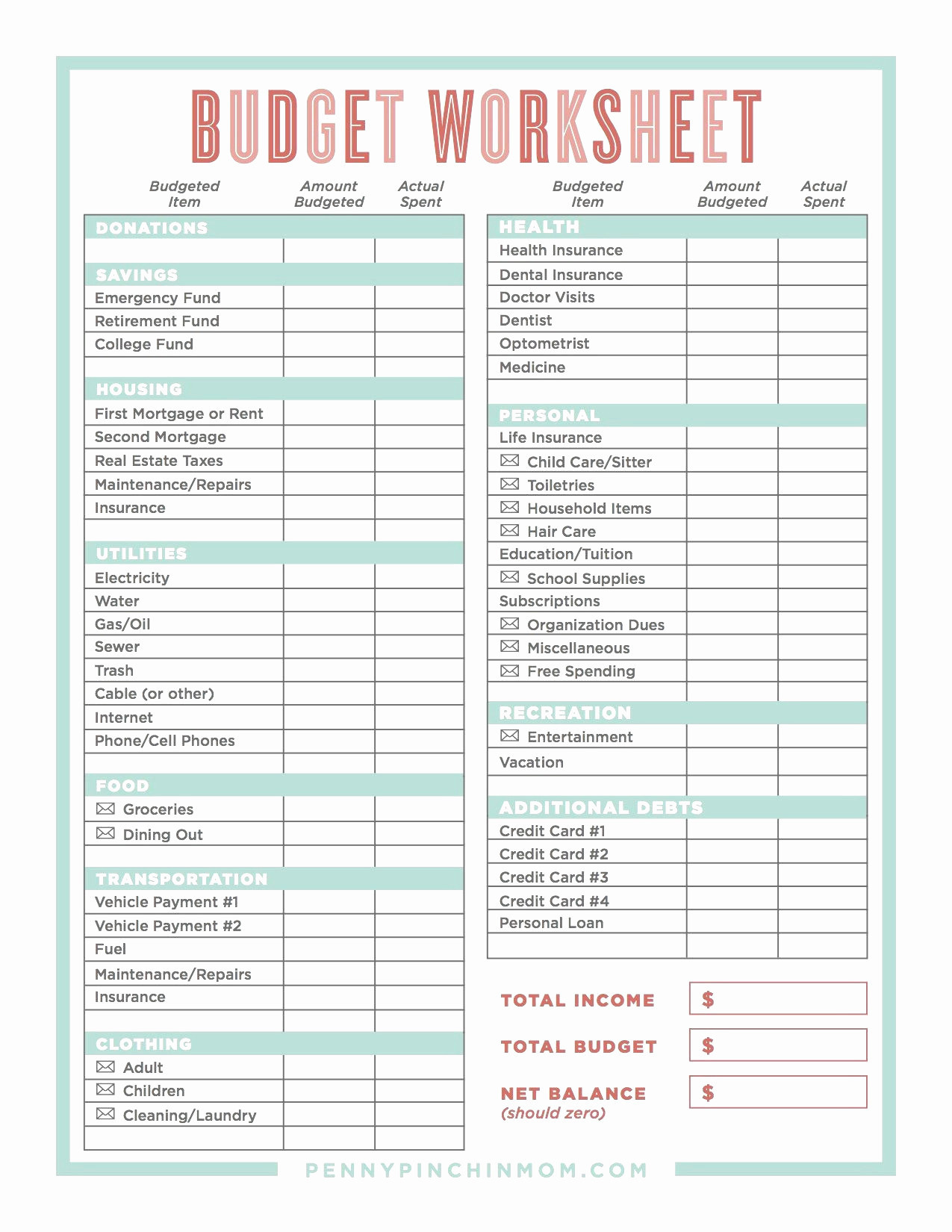 Assets and Liabilities Worksheet asset and Liability Worksheet
