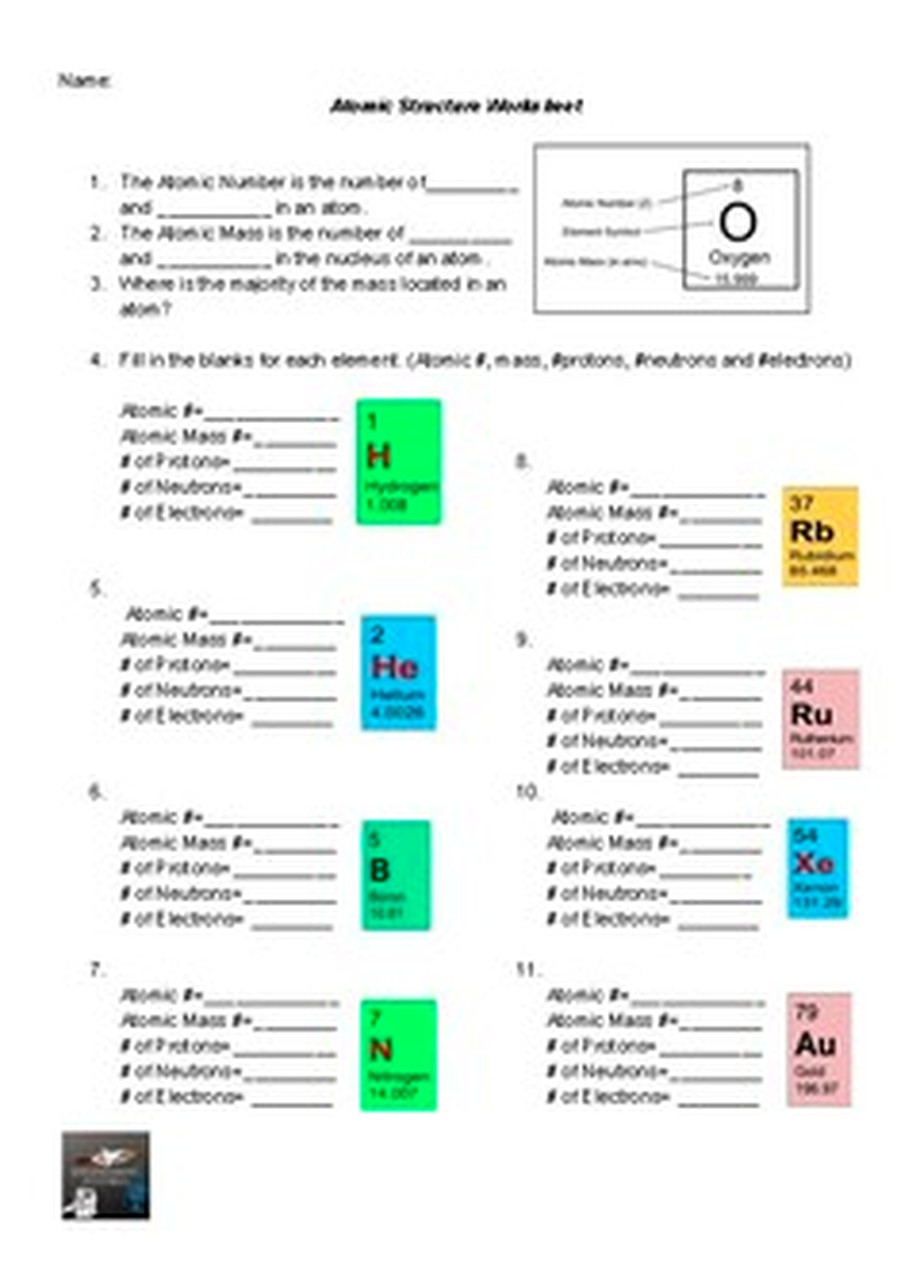 Atomic Structure Worksheet Pdf atomic Structure Worksheet Basic