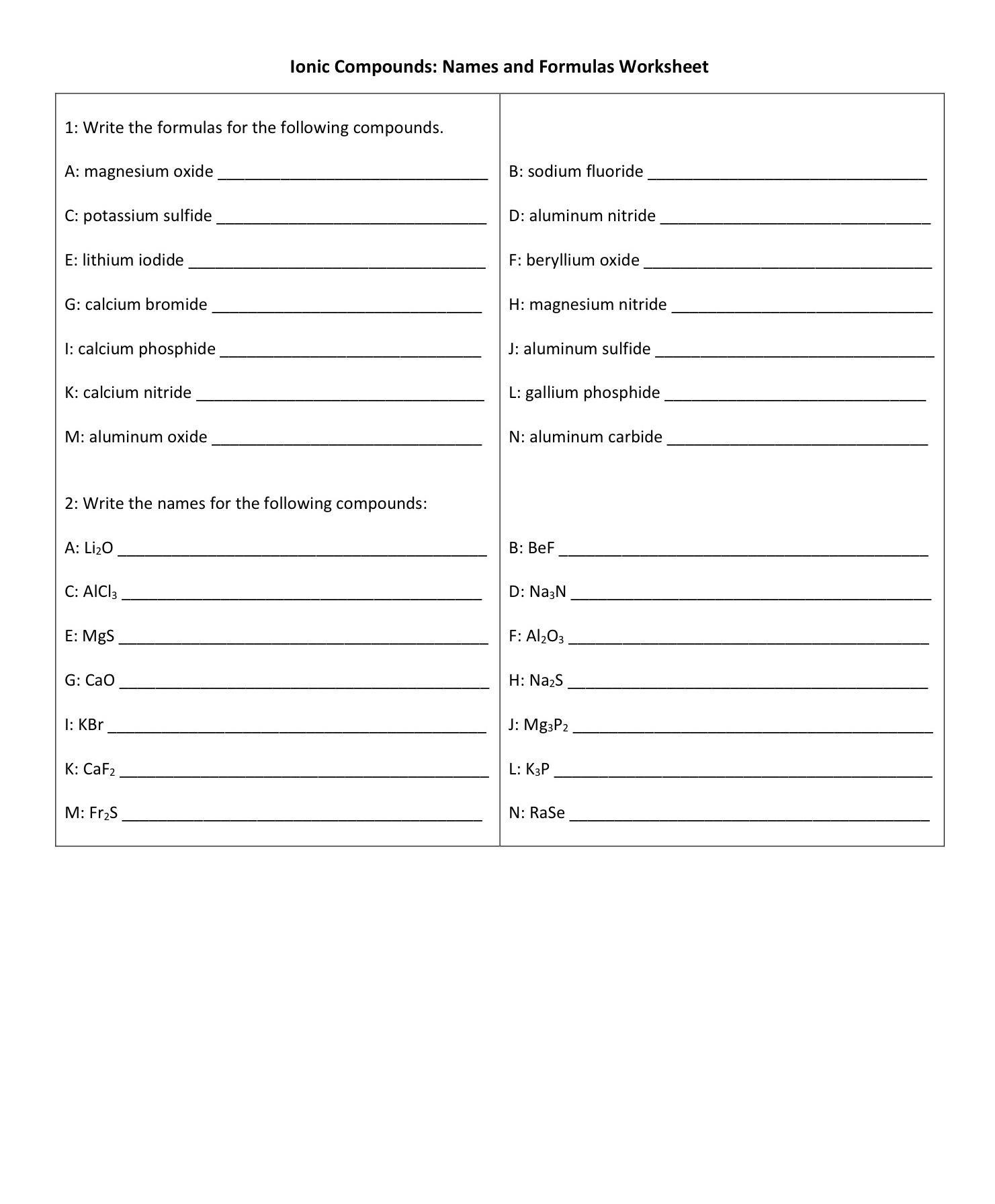 Atoms and Ions Worksheet Answers Ionic Bonding Worksheet Middle School