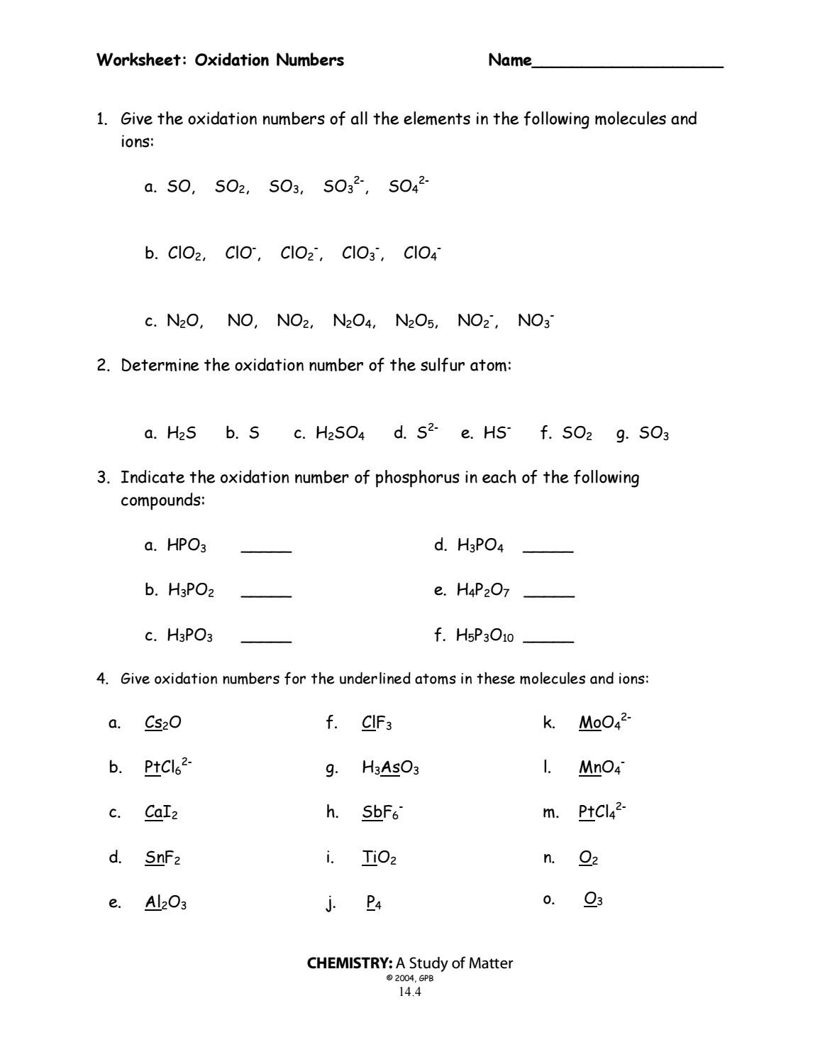Atoms and Molecules Worksheet Oxidation Numbers Worksheet by Olivia Hunter issuu