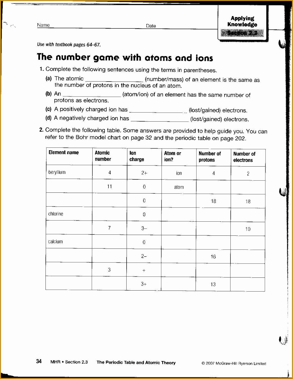 Atoms Vs Ions Worksheet Answers atomic theory Worksheet Answers Pin Ka In 2020