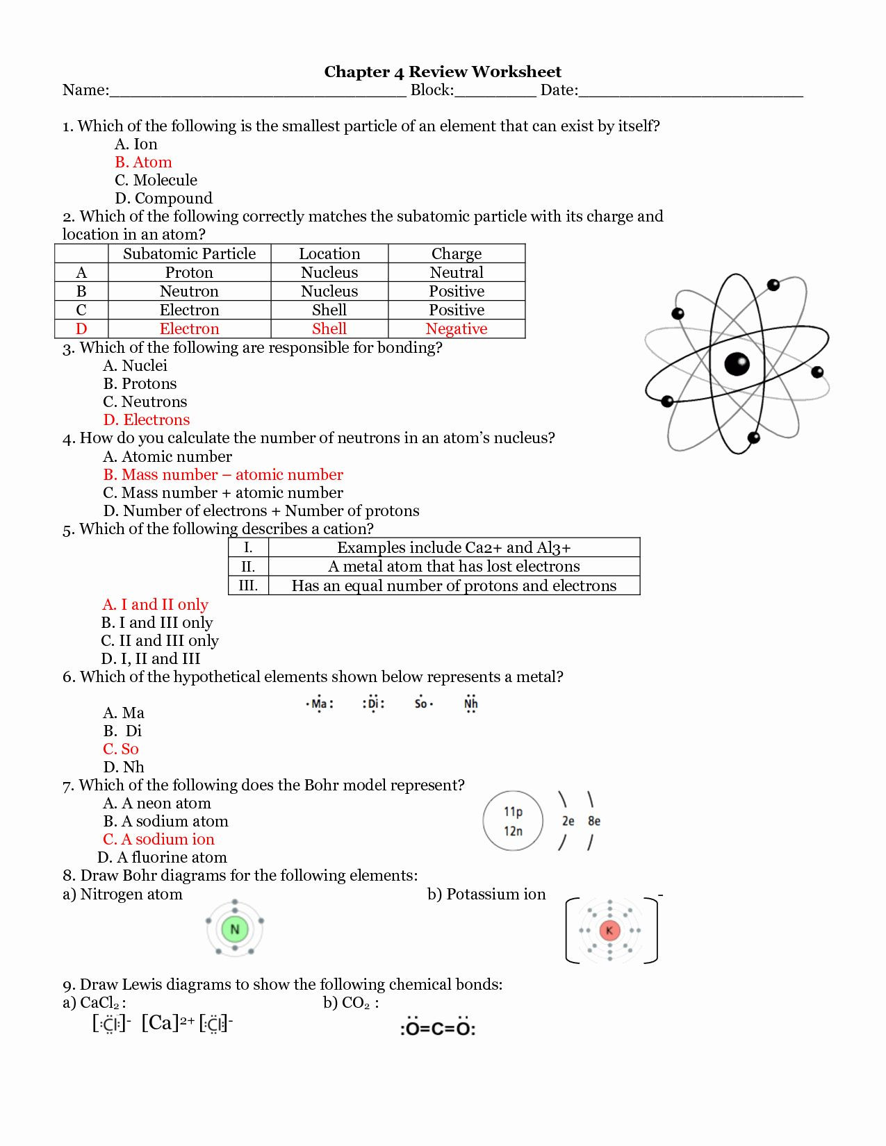 Atoms Vs Ions Worksheet Answers atoms and Ions Worksheet Answers Luxury atomic Structure