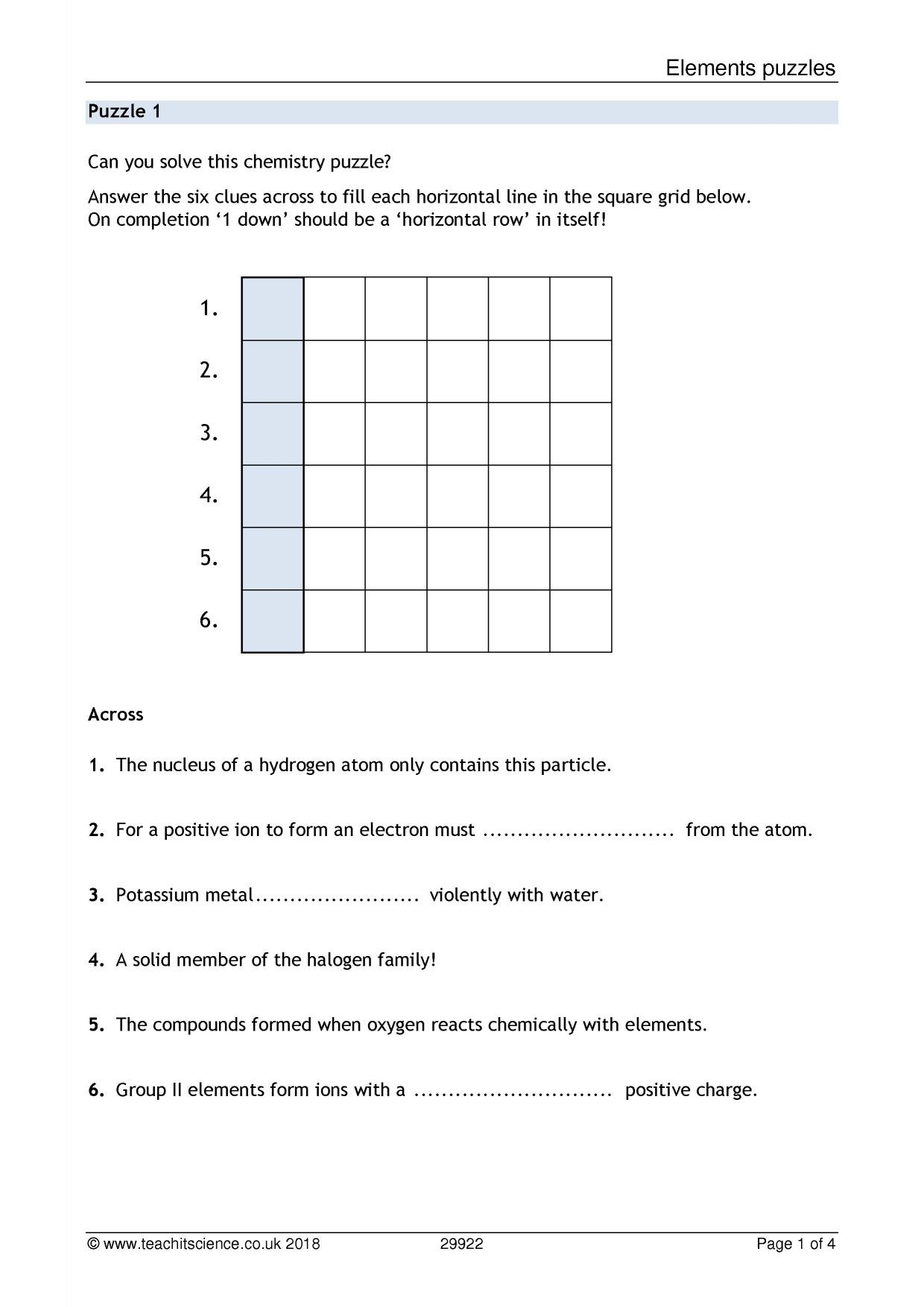 Atoms Vs Ions Worksheet Answers Elements Puzzles