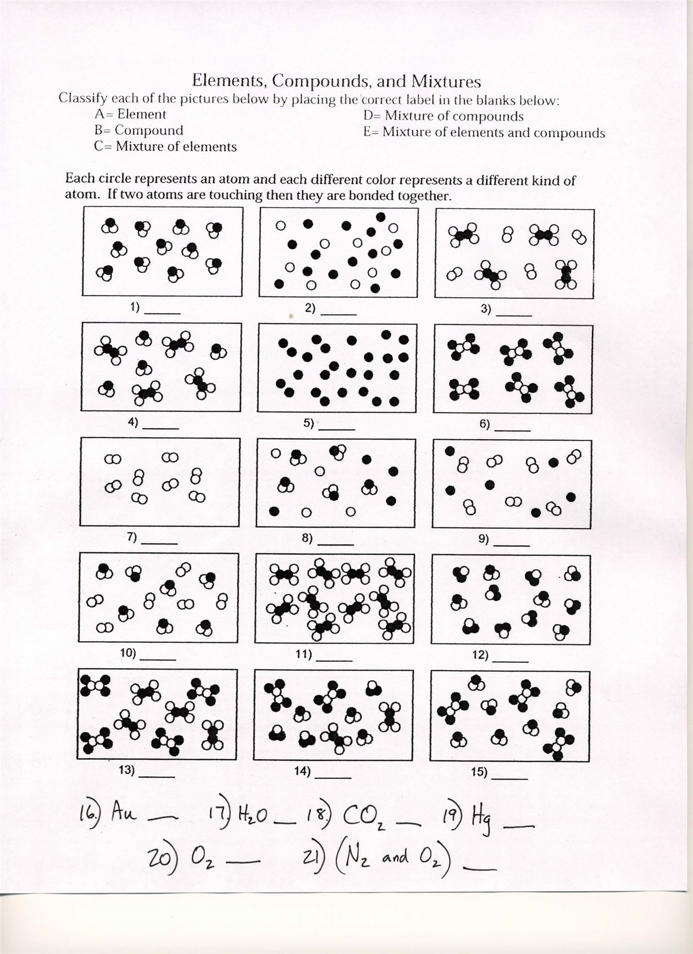 Atoms Worksheet Middle School Elements Pounds and Mixtures Worksheet Answer Sheet