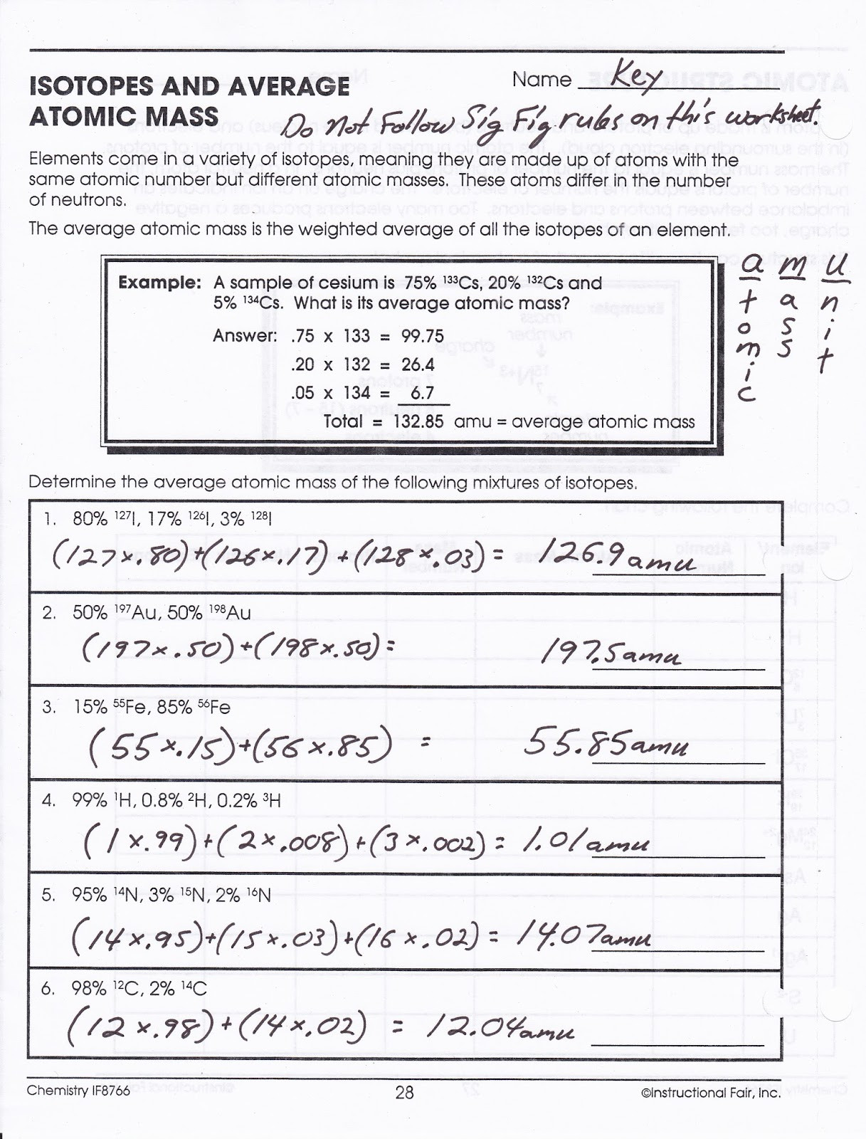 Average atomic Mass Worksheet Calculating atomic Mass Worksheet