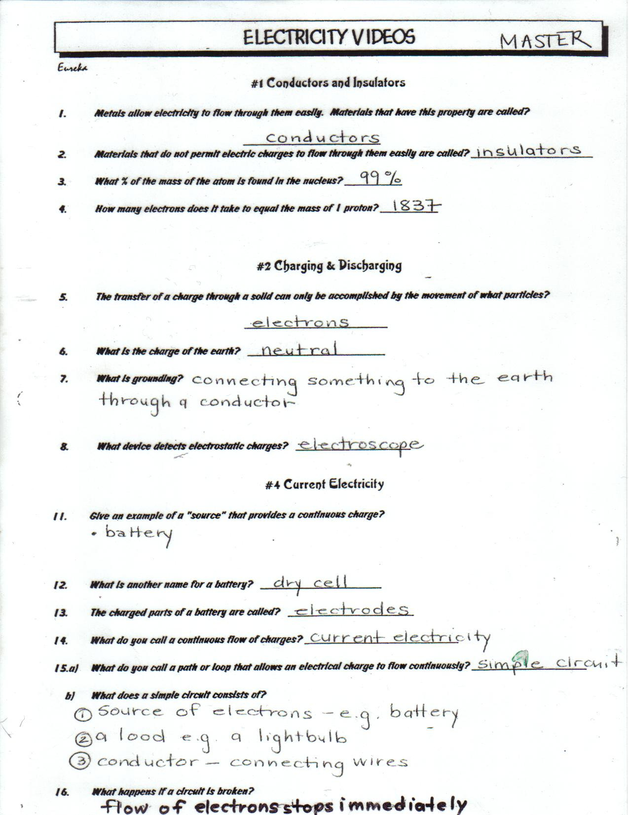 Bill Nye Static Electricity Worksheet toxic Science