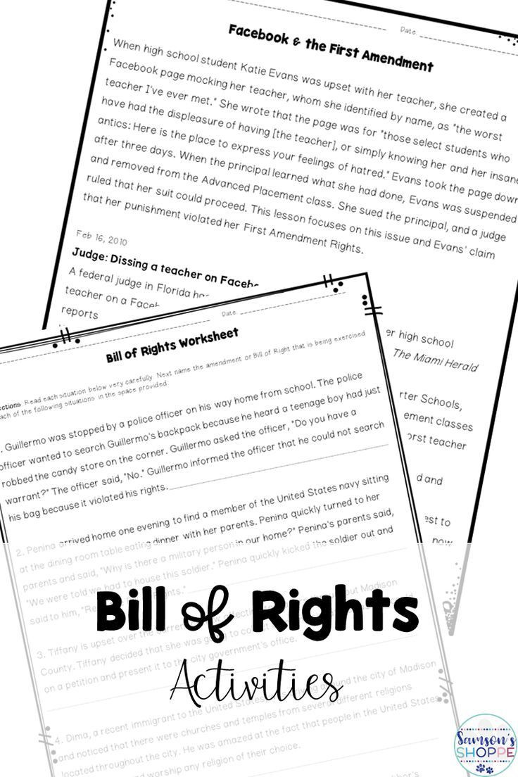 Bill Of Rights Scenario Worksheet Bill Of Rights