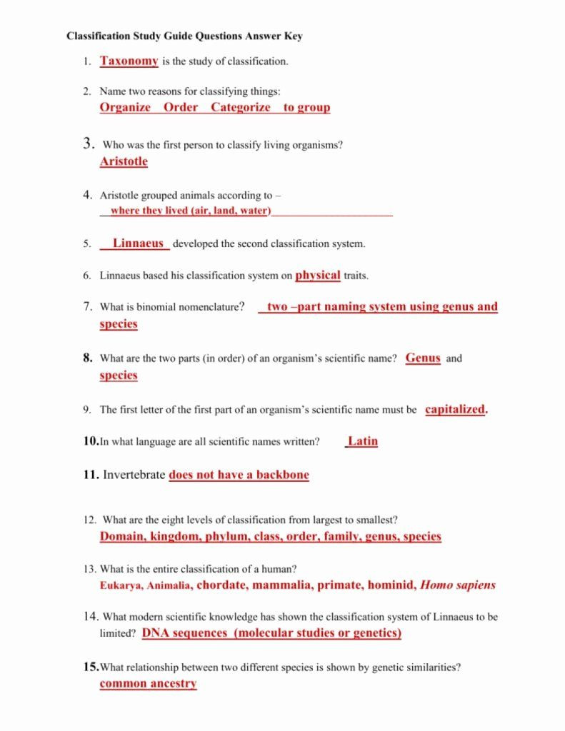 Biological Classification Worksheet Answers 50 Biological Classification Worksheet Answer Key In 2020