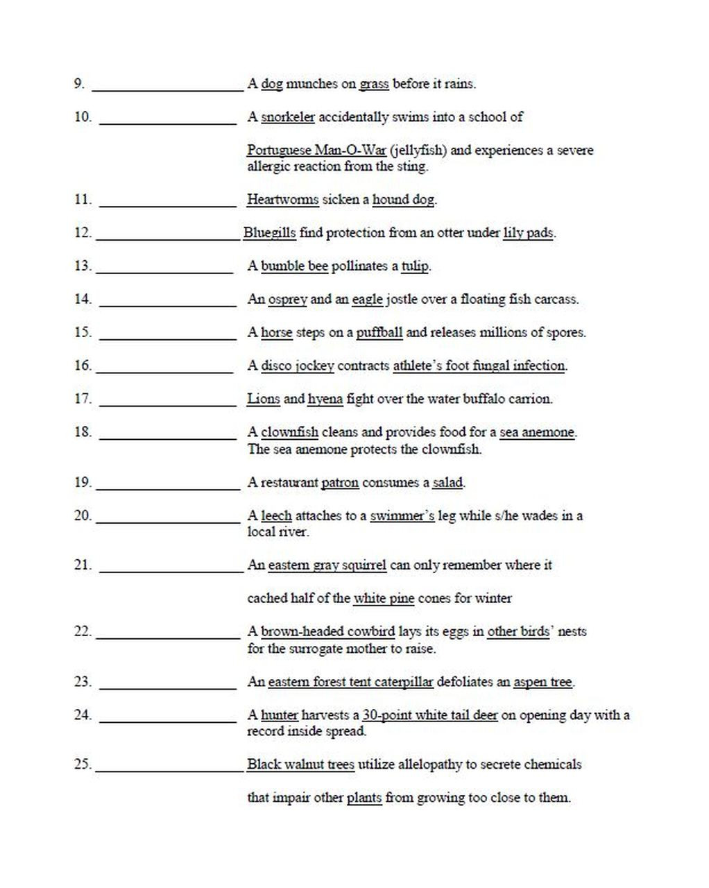 Biological Classification Worksheet Answers Interactions Of Species Classification Activity 1