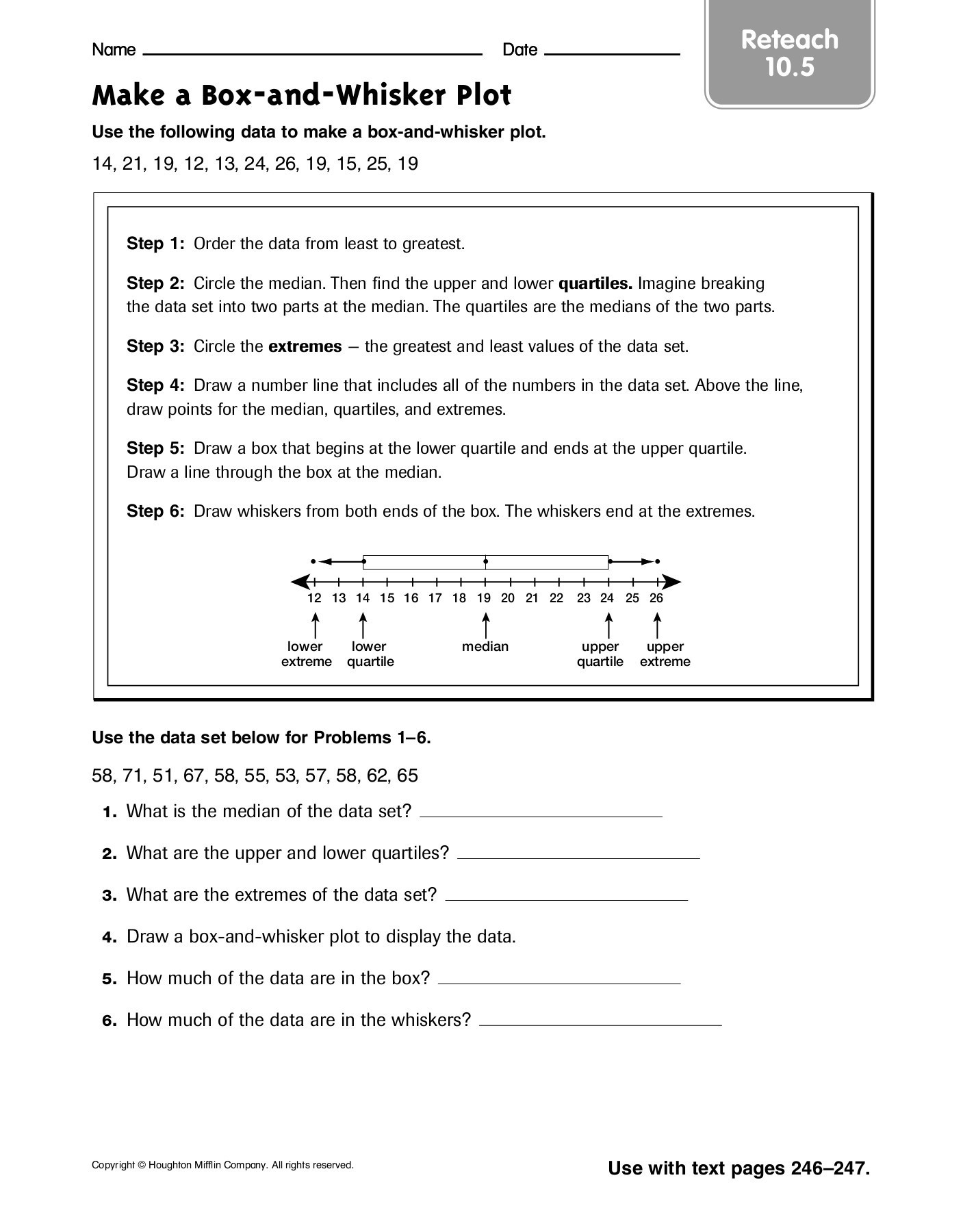 Box and Whisker Plot Worksheet Name Pages 1 11 Text Version
