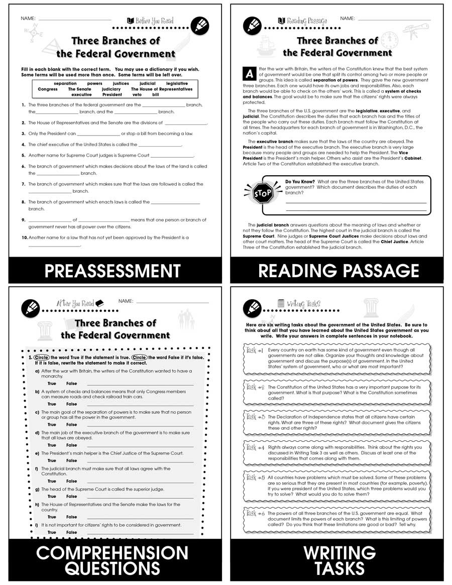 Branches Of Government Worksheet Pdf American Government Three Branches Of the Federal