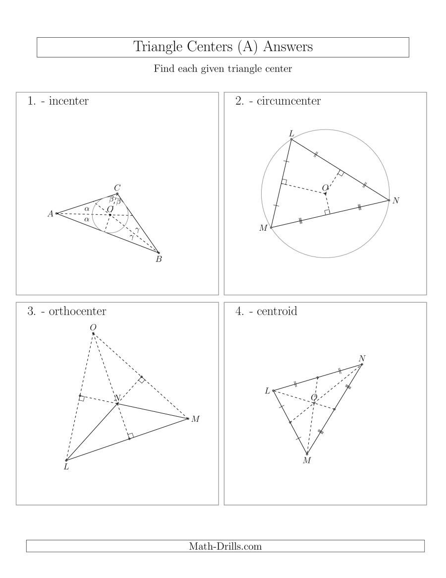 Centers Of Triangles Worksheet Contructing Centers for Acute and Obtuse Triangles A