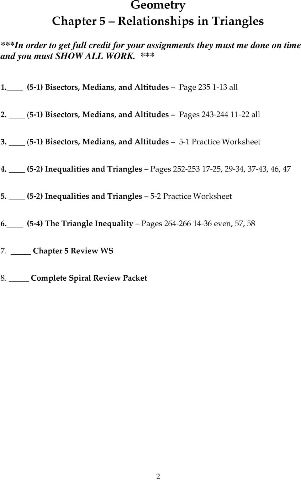 Centers Of Triangles Worksheet Geometry Relationships In Triangles Unit 5 Name Pdf