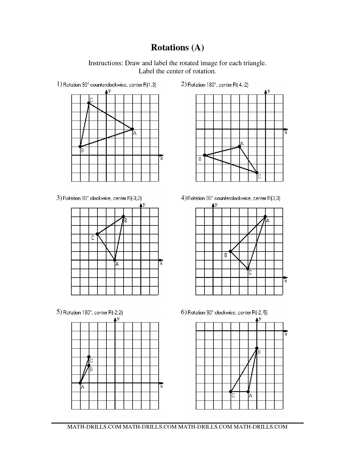 Centers Of Triangles Worksheet Rotation About the origin Worksheet