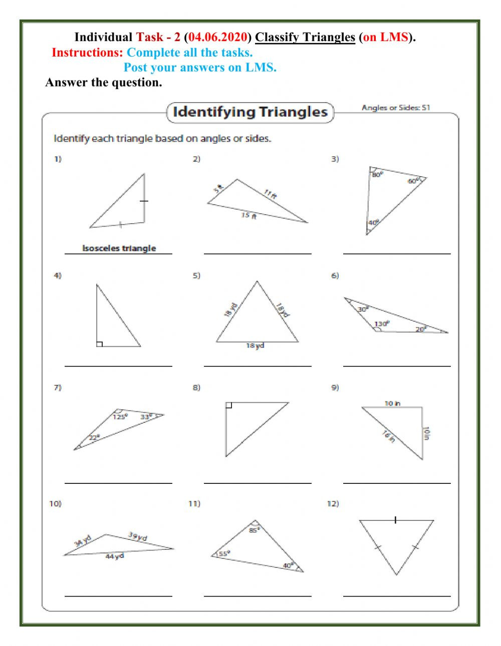 Centers Of Triangles Worksheet Triangle 2 Interactive Worksheet