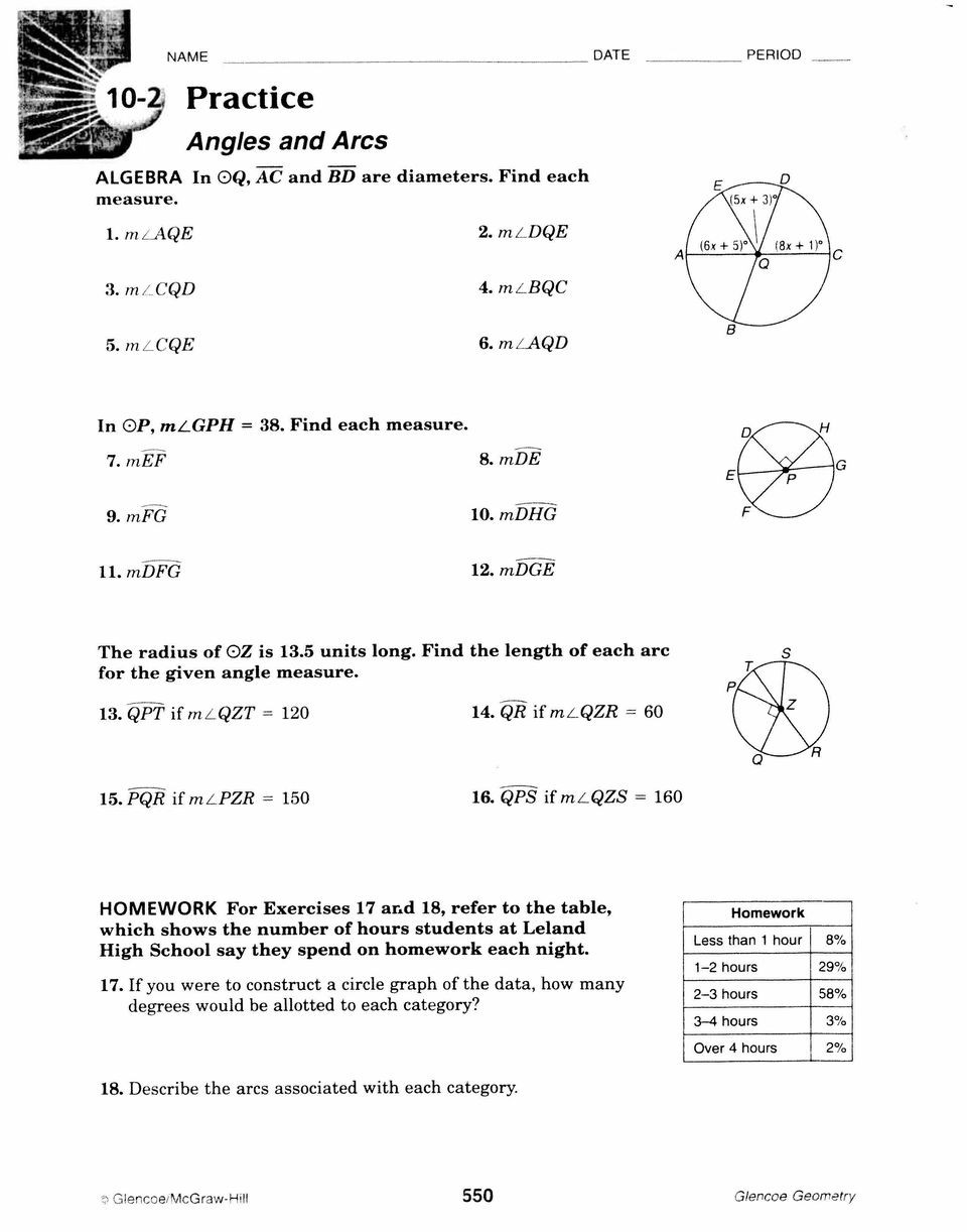 Central and Inscribed Angle Worksheet Chords Radii and Diameters Worksheet Name Pdf Free Download