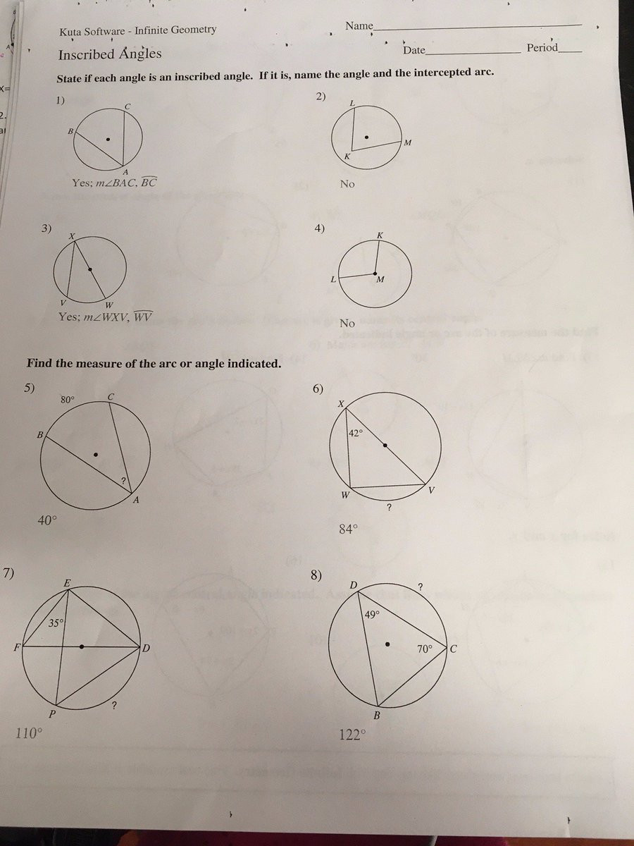 Central and Inscribed Angle Worksheet Ms France On Twitter &quot;geometry Here are Your Extra