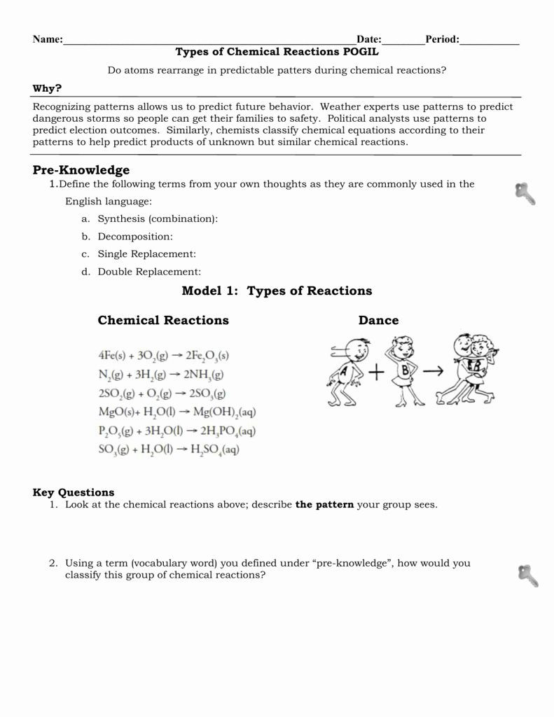 Chemical Reaction Type Worksheet 50 Chemical Reactions Types Worksheet In 2020