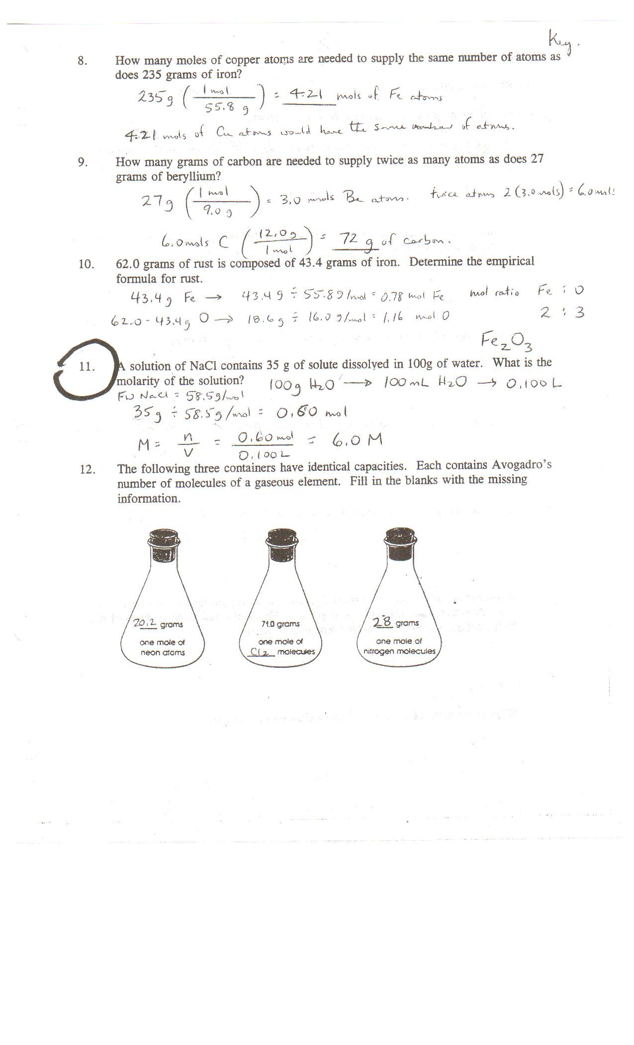 Chemistry Review Worksheet Answers Point Grey Secondary School