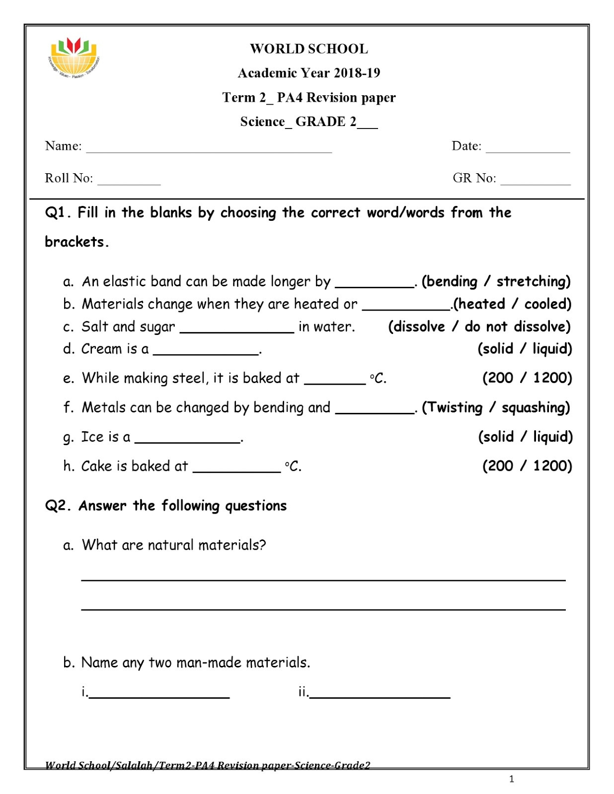 Choosing A College Worksheet