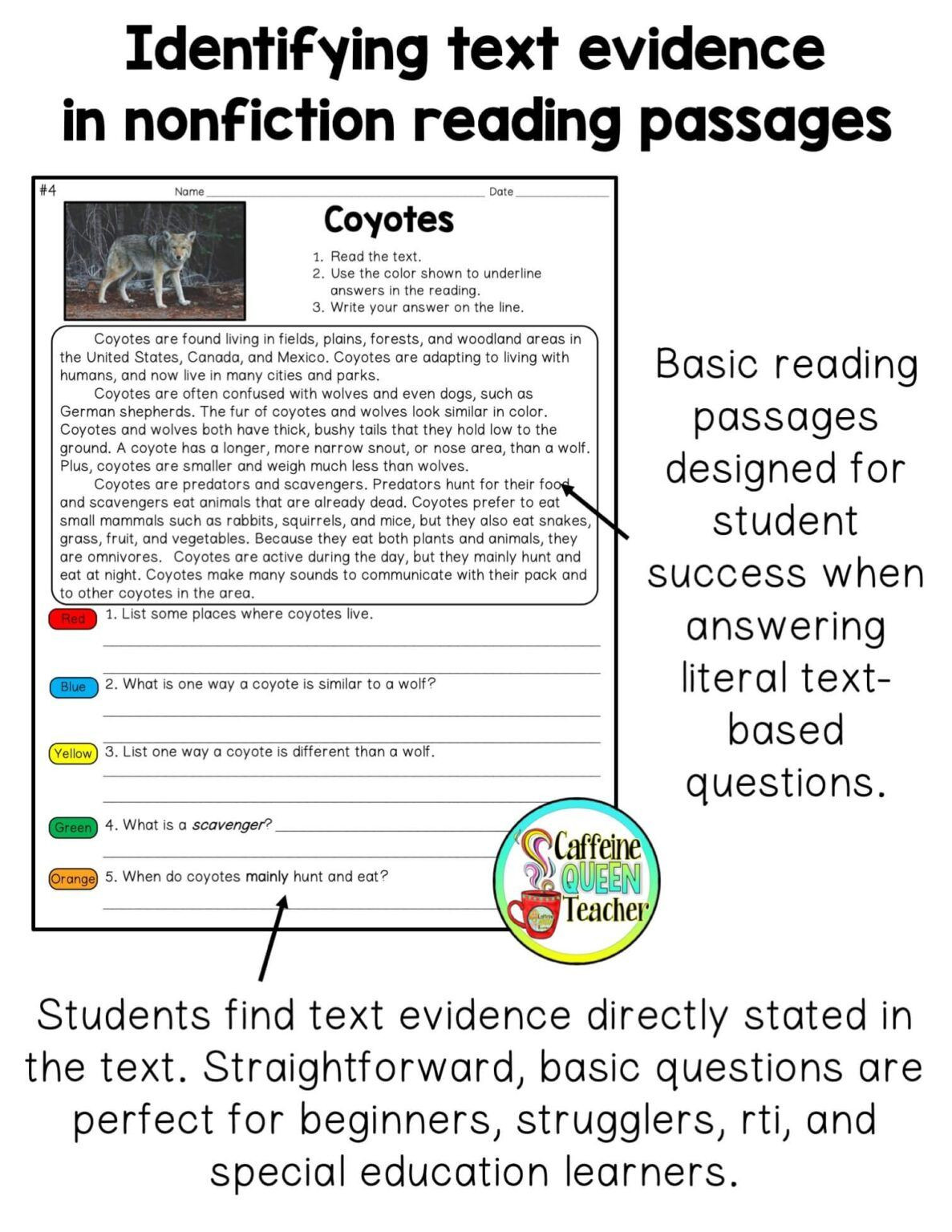 Citing Textual Evidence Worksheet Cite Textual Evidence Worksheet